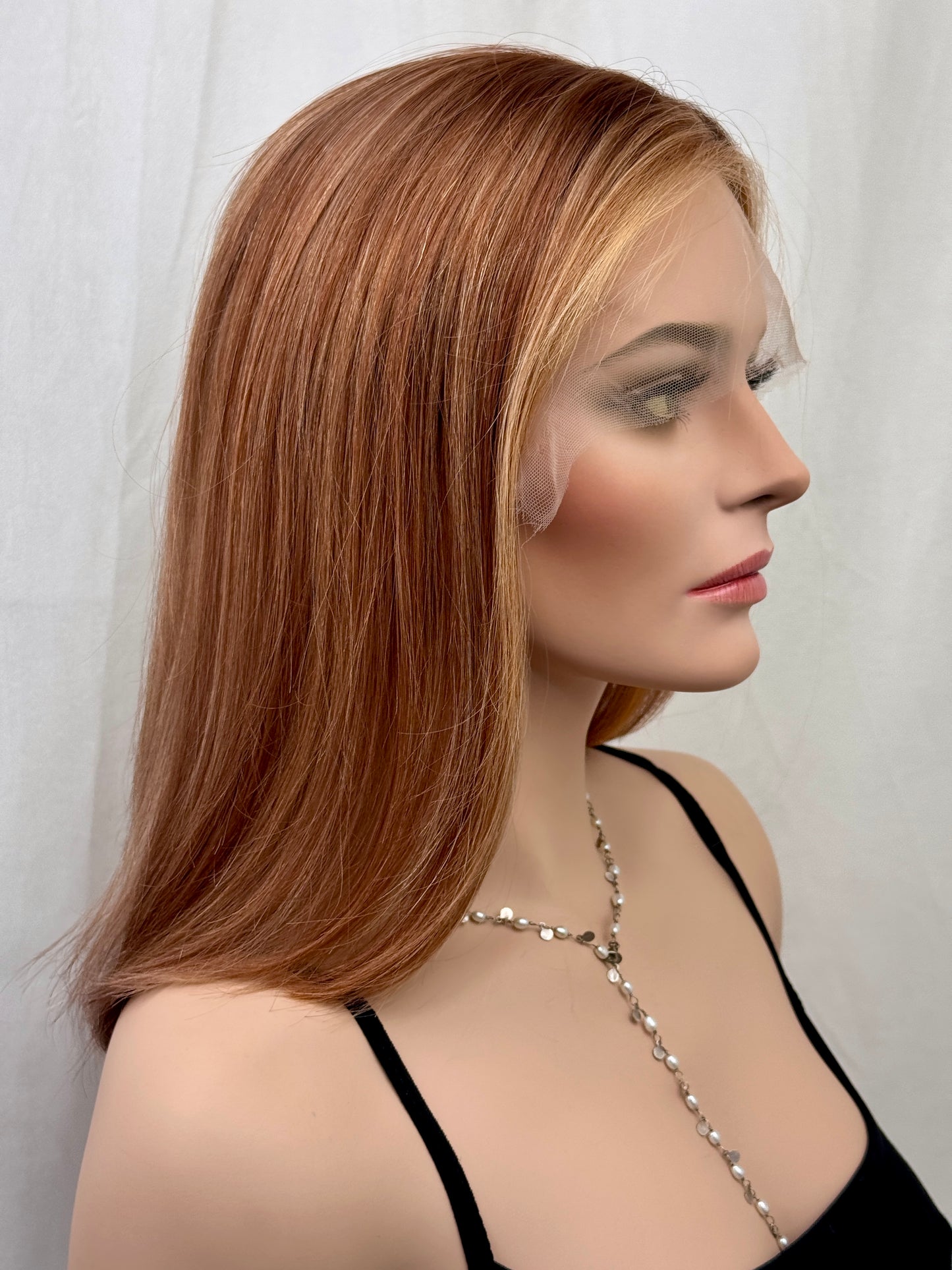 #467 Highest Quality Remy Human Hair Low Density Medical Cap French Drawn, extra thin Silk Top with Lace Front (S) 17”