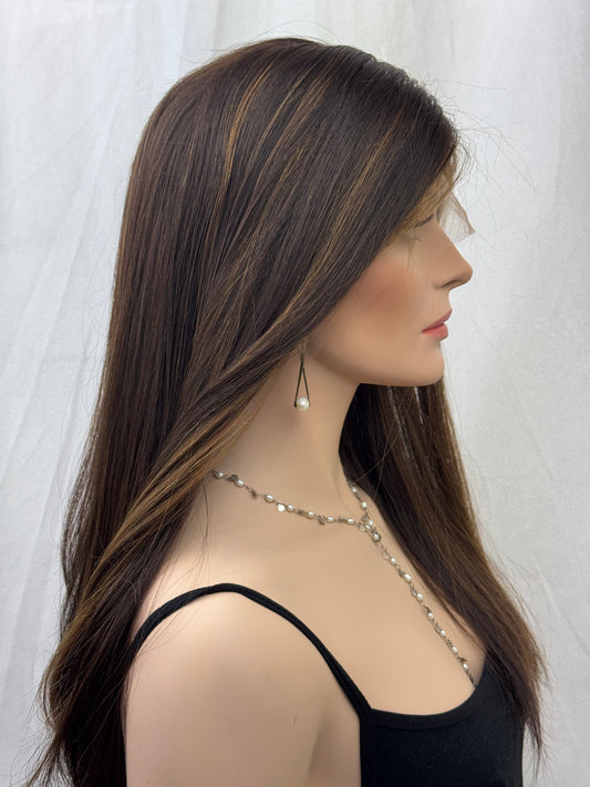 #465 **FINAL SALE** Highest Quality Remy Human Hair Lace Top Wig with low density and European Texture (S)24”