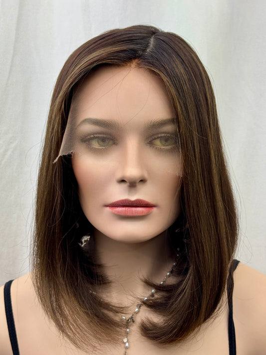#480 **FINAL SALE ** Highest Quality Remy Human Hair Silk Top with Lace Front kosher Wig (S) 14”