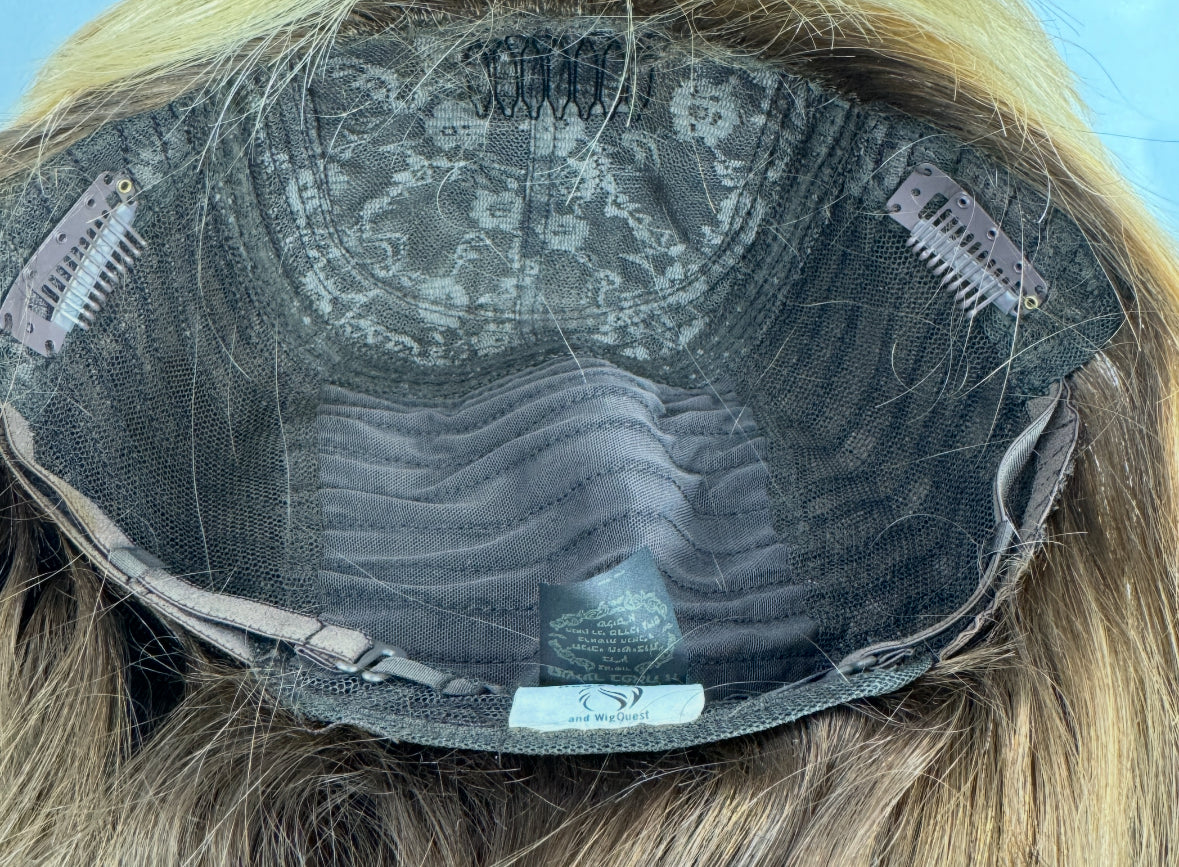 #454 **FINAL SALE**Highest Quality Remy Russian Human Hair Silk Top Kosher Wig (M) 12”