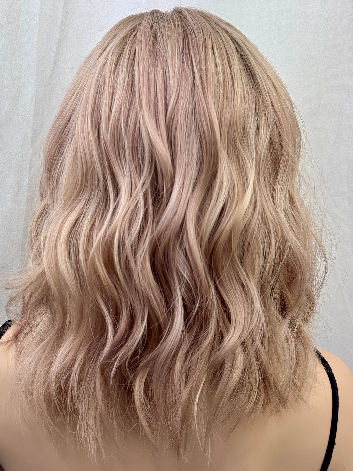 #496 Highest Quality Remy Human Hair French Drawn Silk Top with Lace Front Medical Cap, low Density Silk Top Lace Front Wig (M)15/16”