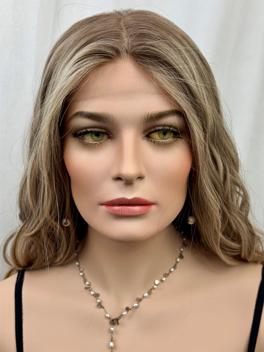 #547 Highest Quality Remy Human Hair traditional medical cap silk top with lace front (M)21/22“