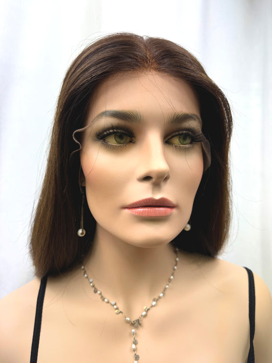 #435 **FINAL SALE** Highest Quality Euro Remy Human Hair Lace Top Kosher Wig (S)15” ( no layers)