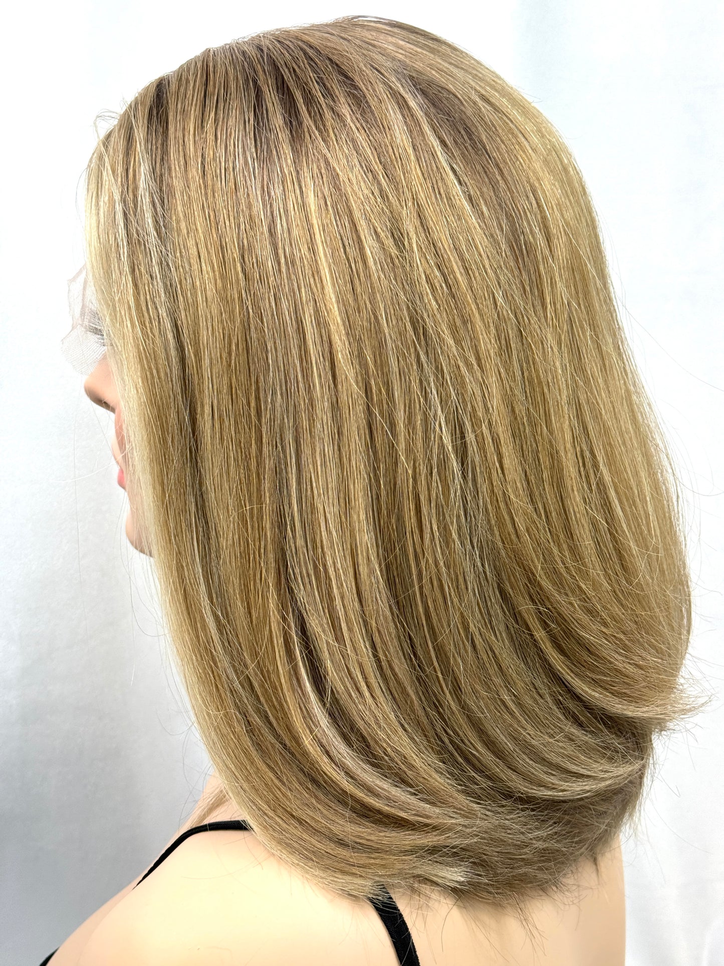 **FINAL SALE** #424 Highest Quality Remy Human Hair Lace Top Wig (M)16”