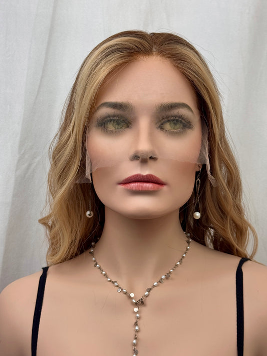 #461 Highest Quality Remy Human Hair Medical Cap French Drawn, extra thin Silk Top with Lace Front (M) 18/19”