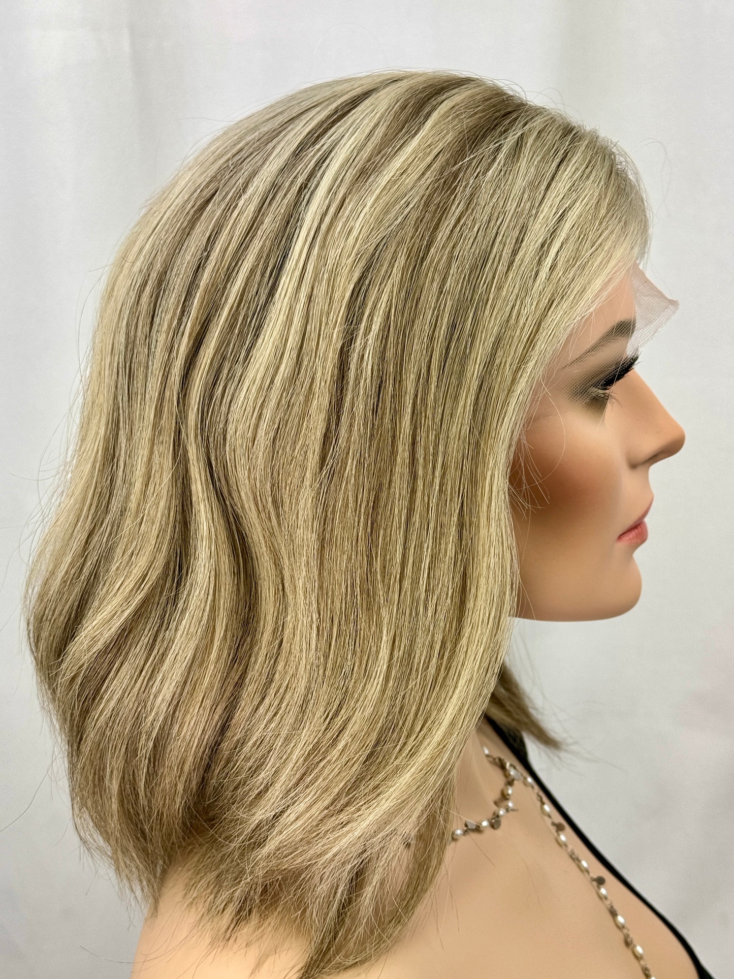 #324 **Final Sale** Highest Quality Remy Human Hair Lace Top Kosher Wig (M)15”