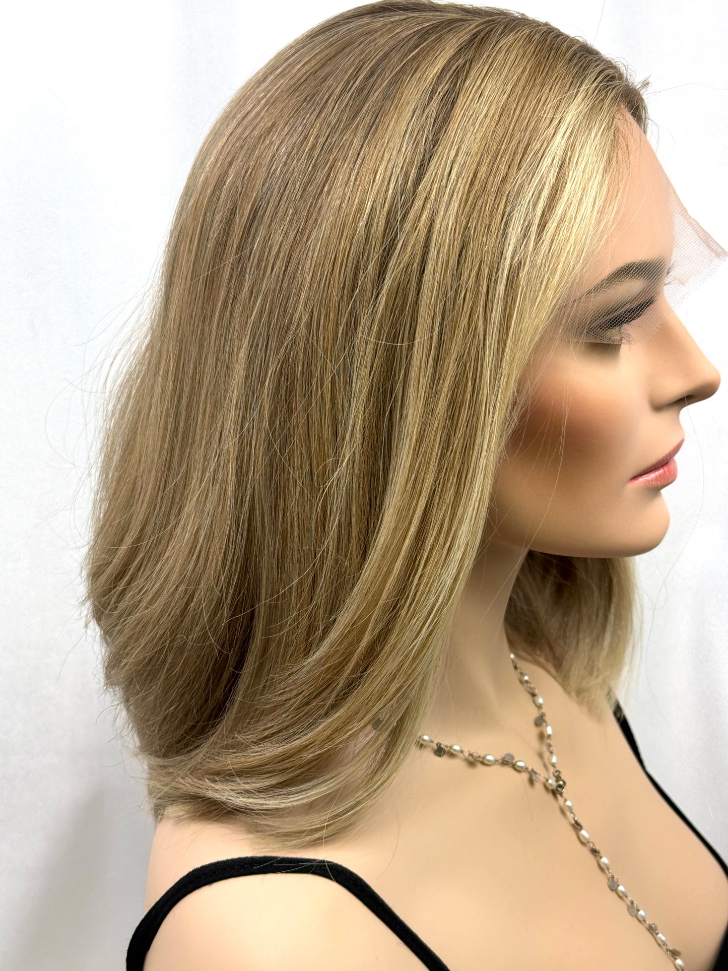 **FINAL SALE** #424 Highest Quality Remy Human Hair Lace Top Wig (M)16”