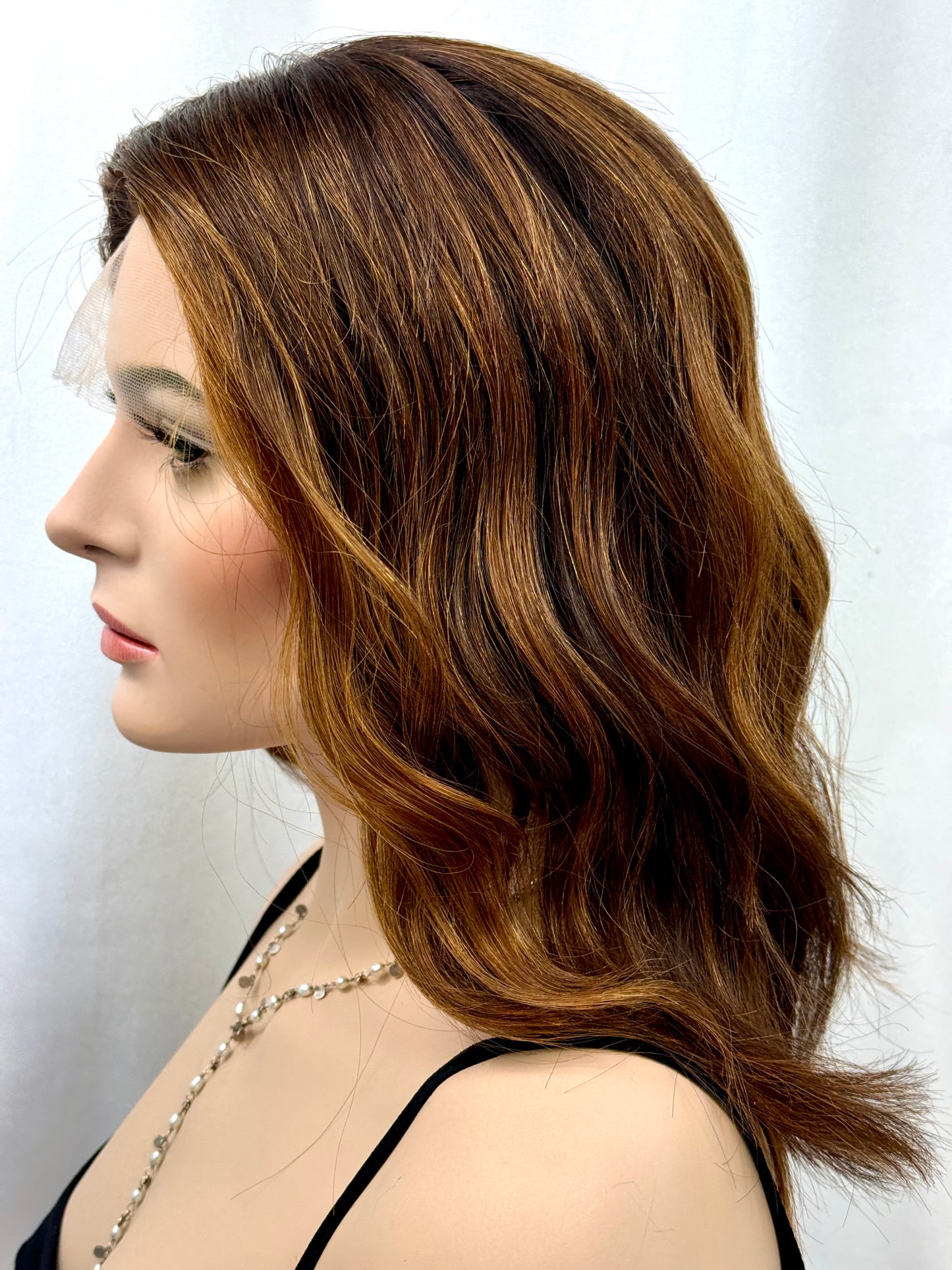 **FINAL SALE** #425**New Extra Light Thin Medical Cap**Highest Quality Remy Human Hair Silk top Lace Front Wig (M)15/16”