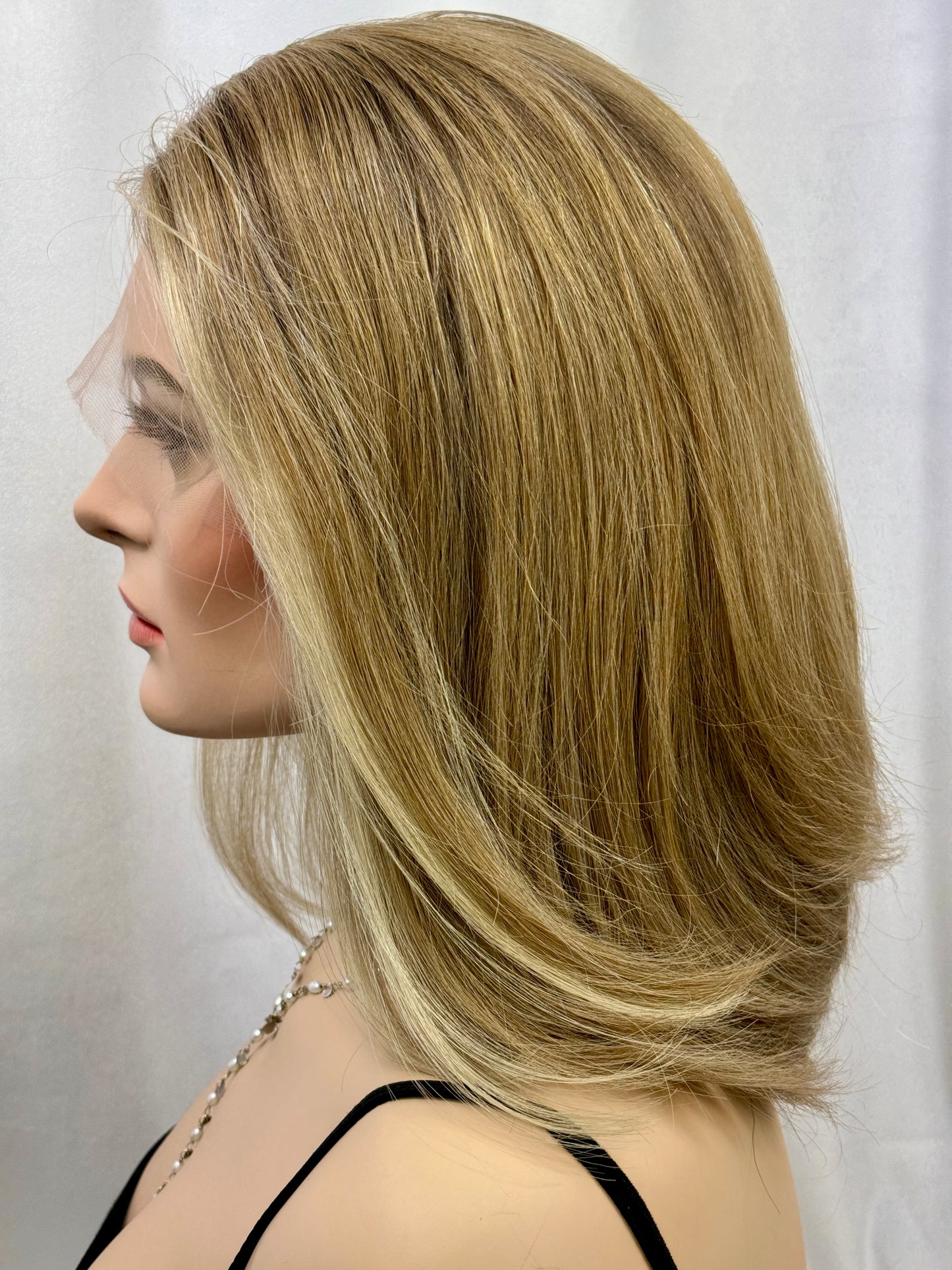**FINAL SALE** #424 Highest Quality Remy Human Hair Lace Top Wig (M)16”