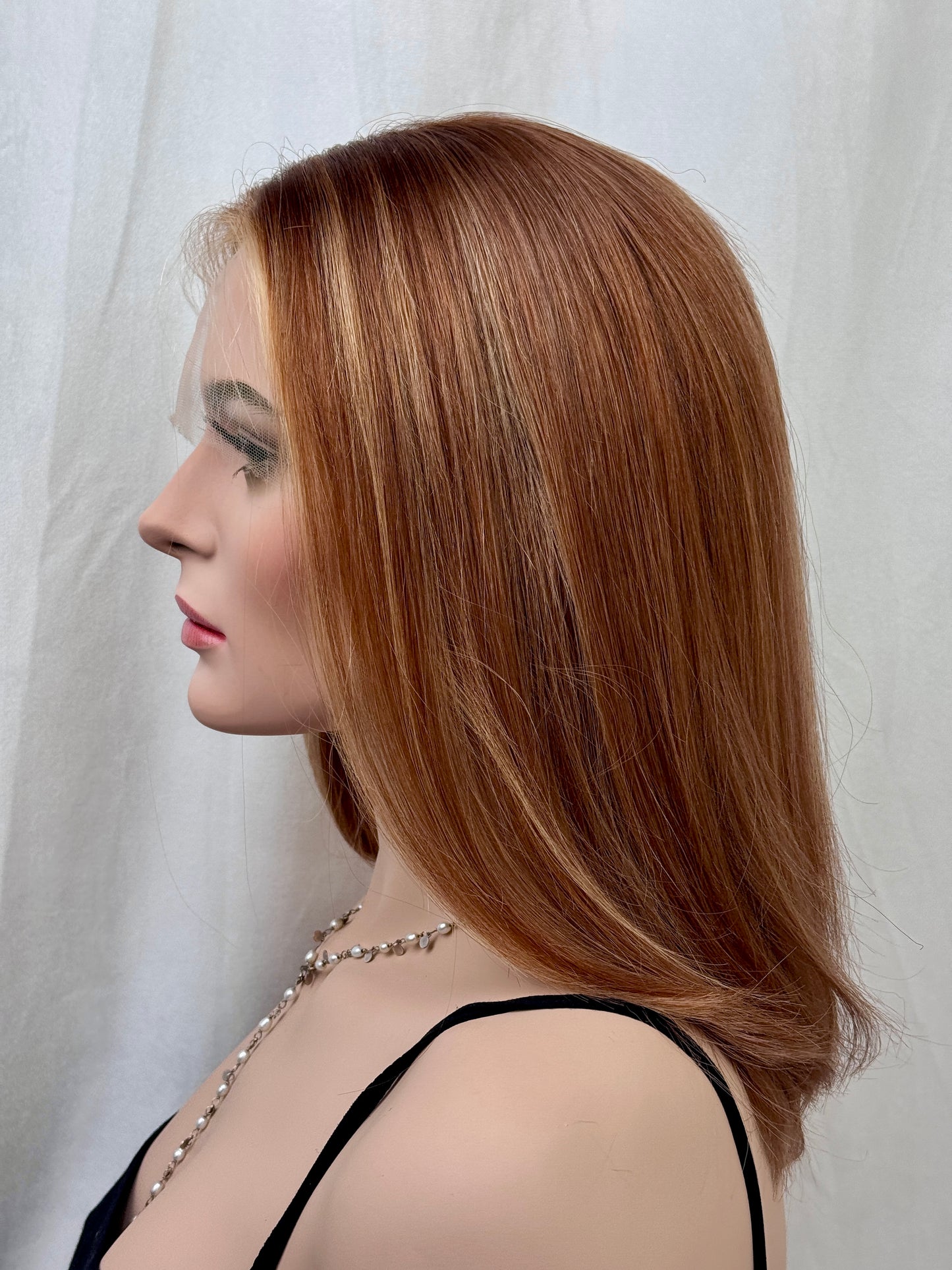 #467 Highest Quality Remy Human Hair Low Density Medical Cap French Drawn, extra thin Silk Top with Lace Front (S) 17”