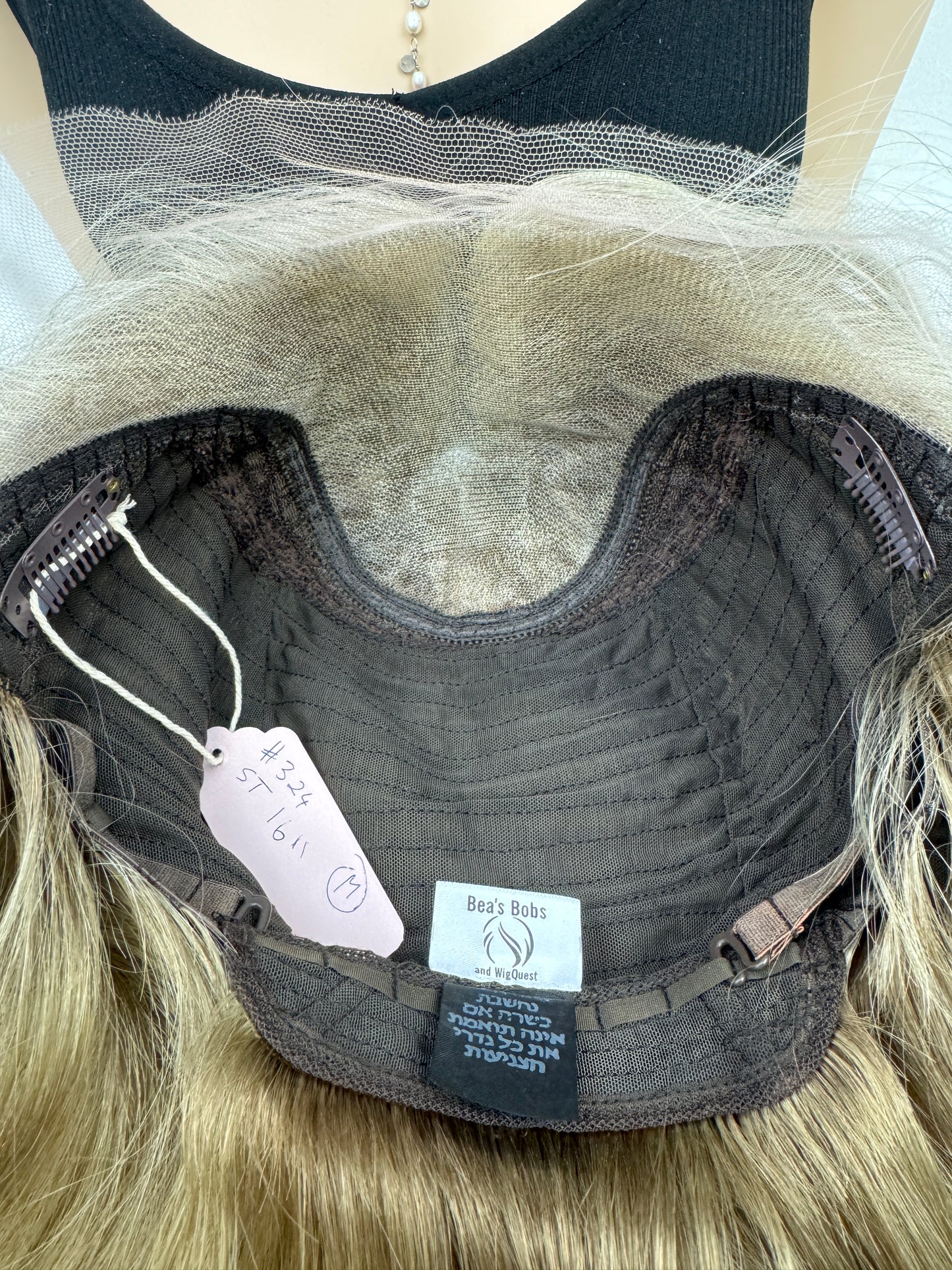 #324 **Final Sale** Highest Quality Remy Human Hair Lace Top Kosher Wig (M)15”