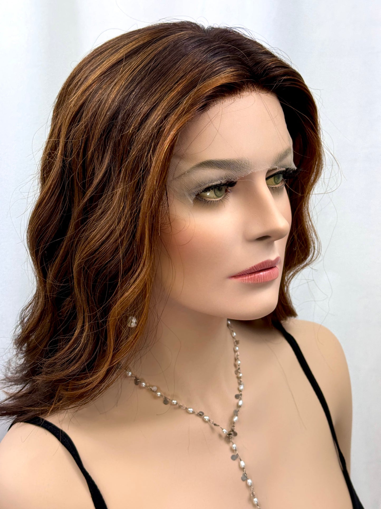 **FINAL SALE** #425**New Extra Light Thin Medical Cap**Highest Quality Remy Human Hair Silk top Lace Front Wig (M)15/16”