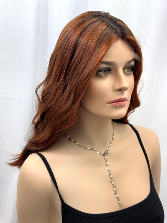#450 **FINAL SALE**highest quality Remy human hair medical cap Silk Top Lace Front Wig (M) 20/21”