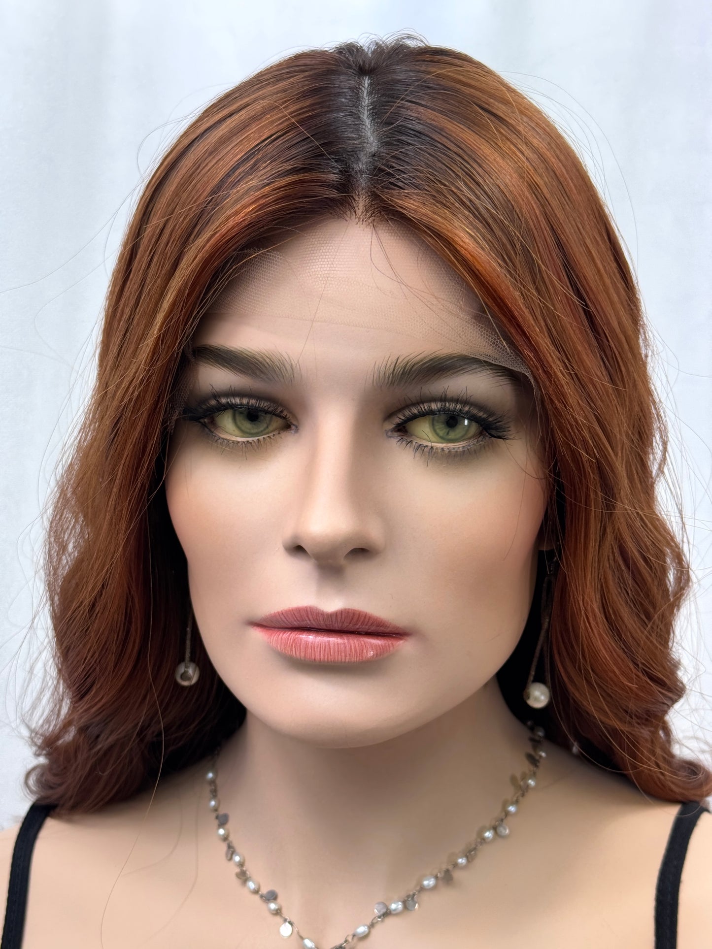 #450 highest quality Remy human hair medical cap Silk Top Lace Front Wig (M) 20/21”