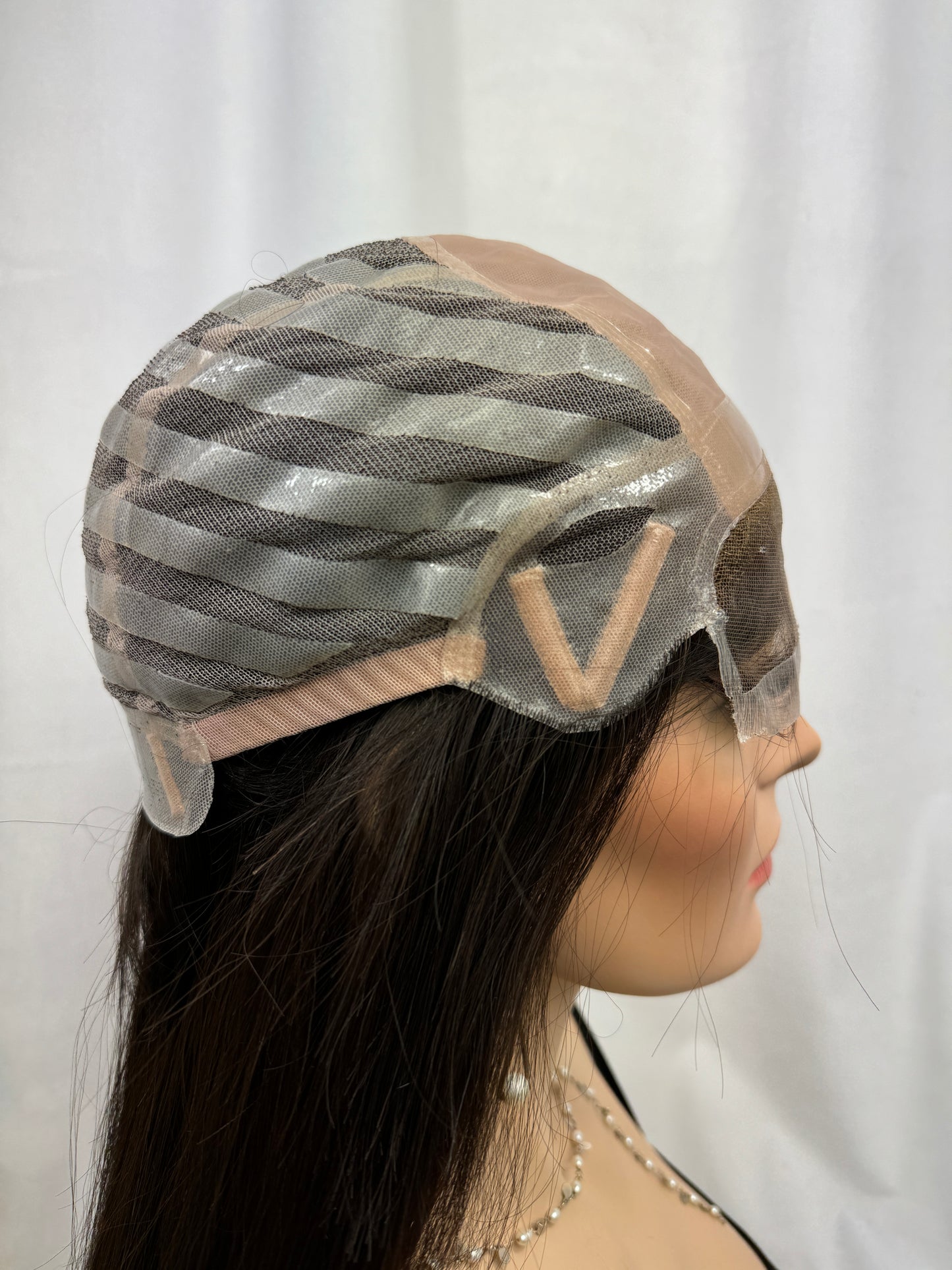**FINAL SALE** #410 FULLY HAND TIED Highest Quality Remy Human Hair Medical “Gripper” Cap (M) 23”