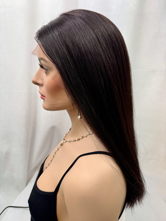 #443 **Final Sale**Highest Quality Remy Human Hair with European Texture Lace Top Kosher Wig (S)20”