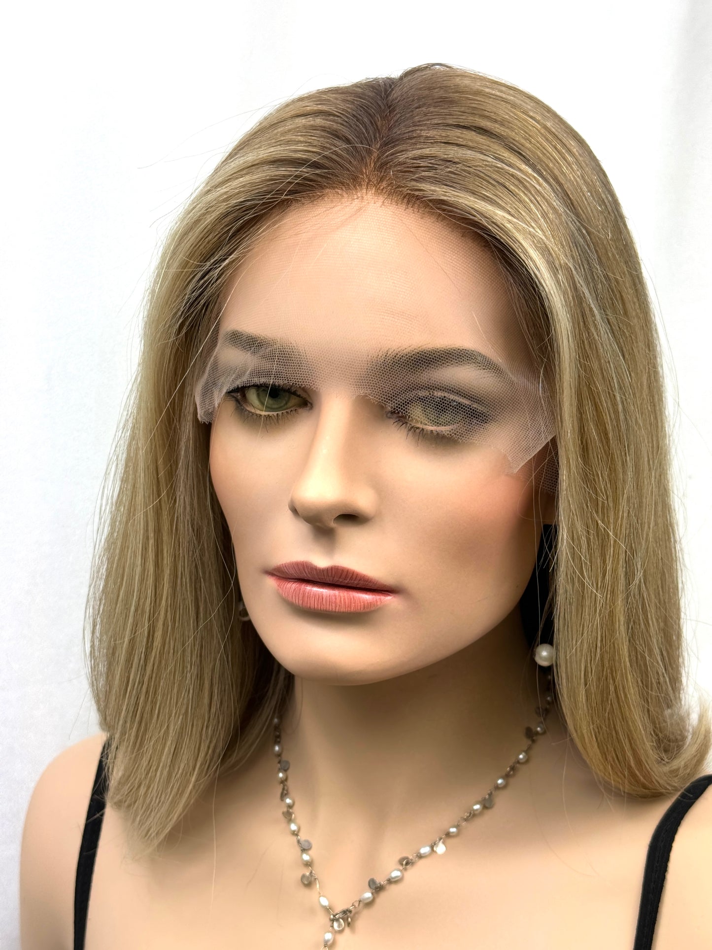 **FINAL SALE** #424 Highest Quality Remy Human Hair Lace Top Wig (M)16”