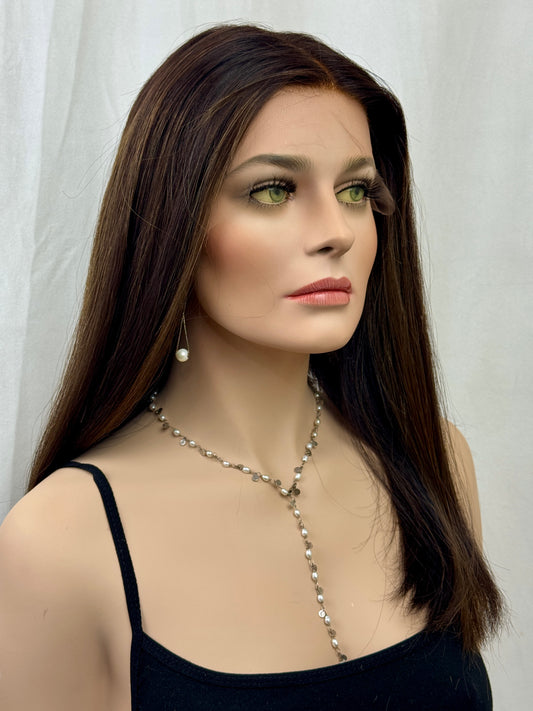 #460 **FINAL SALE** Highest Quality Remy Human Hair Lace Top Kosher Wig (S/M) 19”