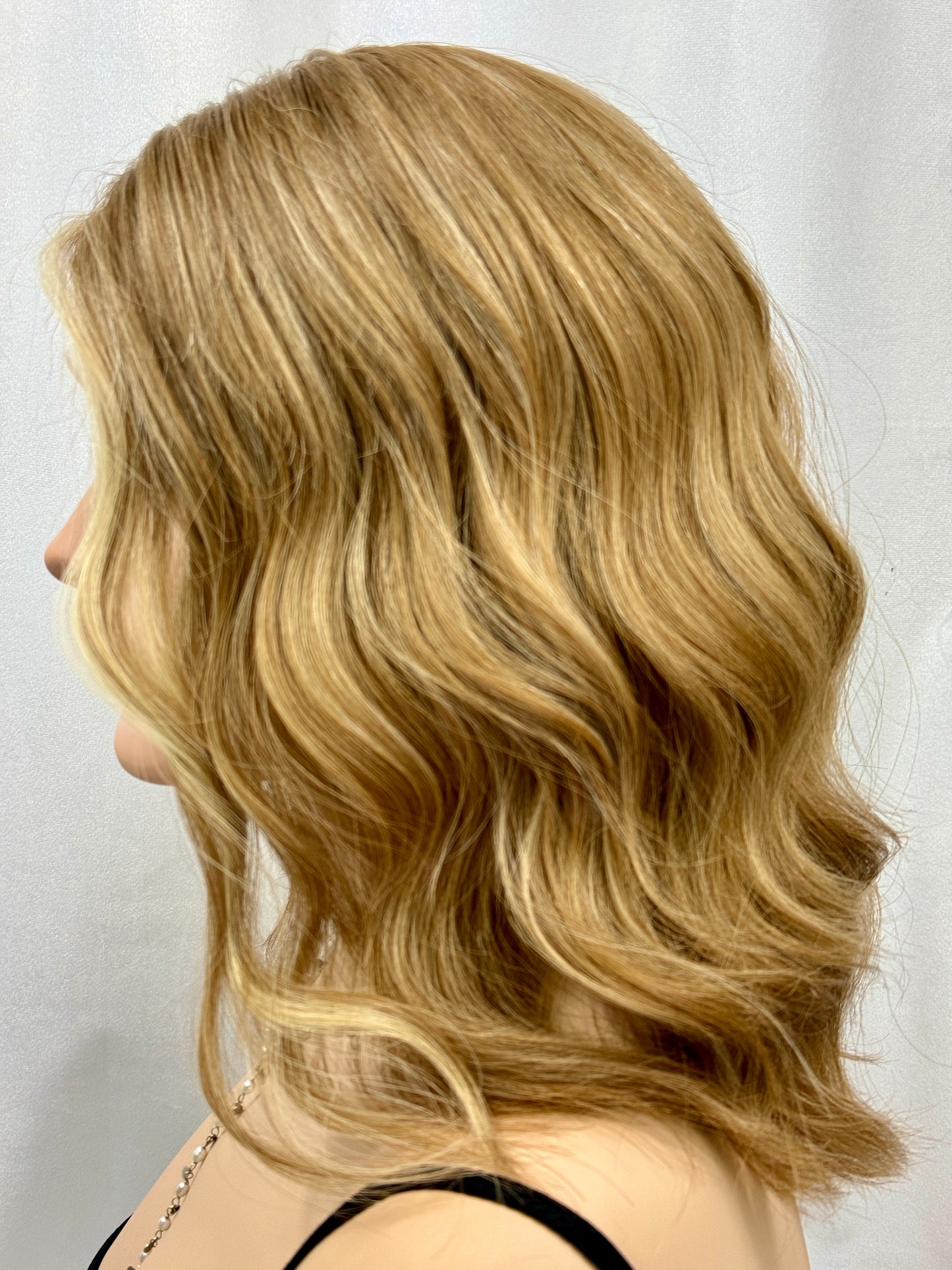 **FINAL SALE** #416 Highest Quality Remy Human Hair EXTRA LIGHT AND LOW DENSITY Medical Cap French drawn silk top with lace front (S) 16”