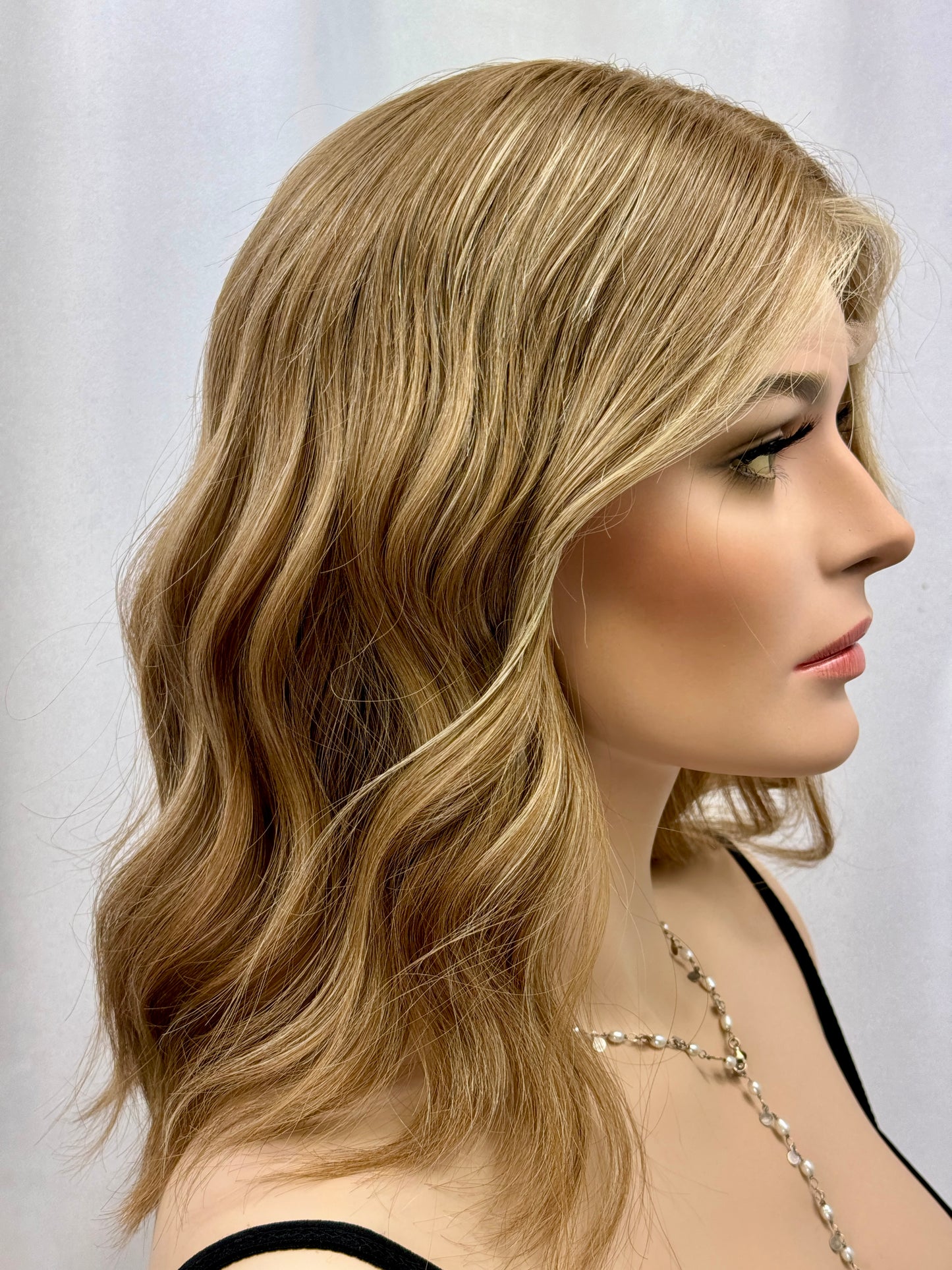**FINAL SALE** #416 Highest Quality Remy Human Hair EXTRA LIGHT AND LOW DENSITY Medical Cap French drawn silk top with lace front (S) 16”