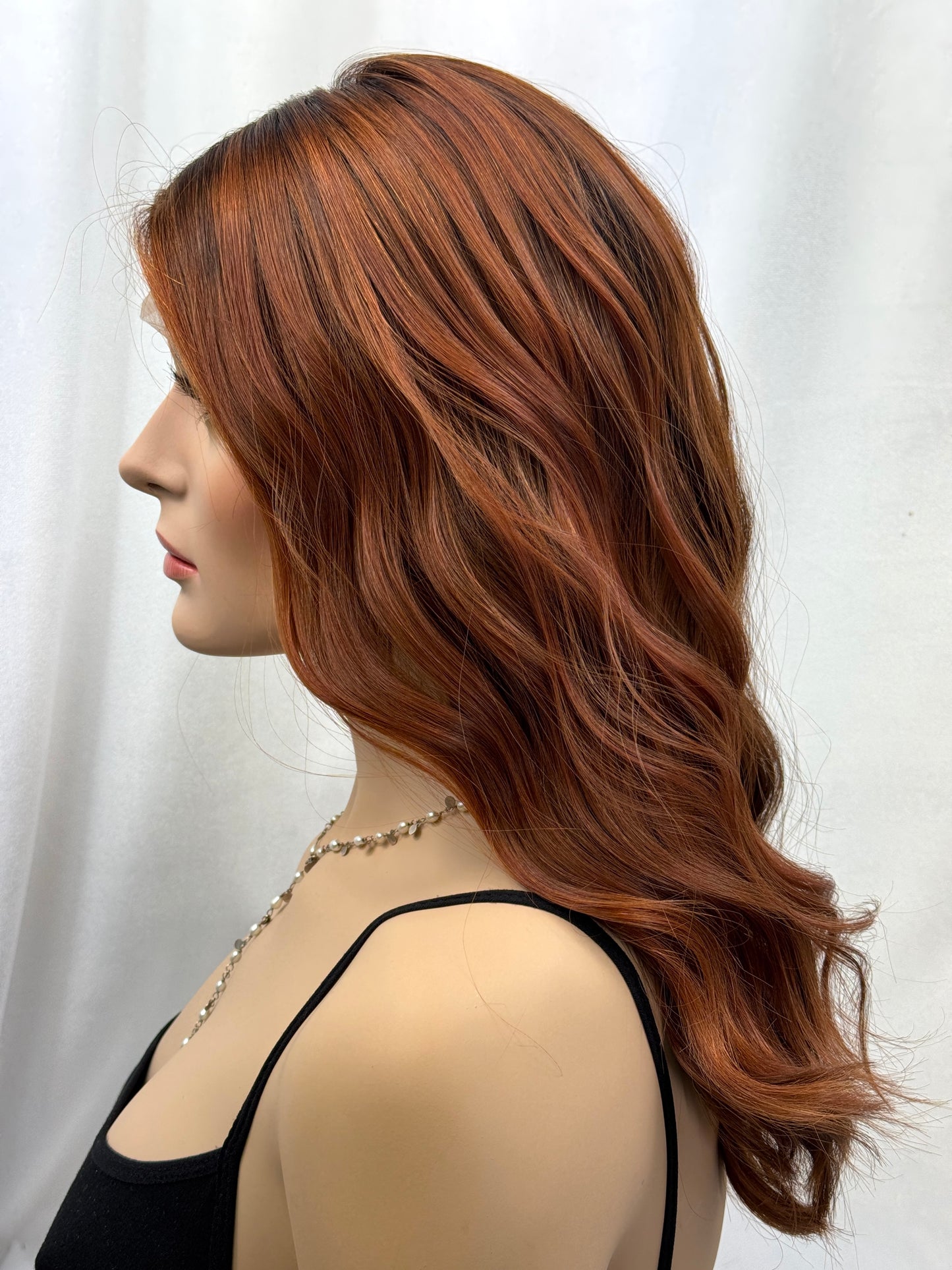 #450 highest quality Remy human hair medical cap Silk Top Lace Front Wig (M) 20/21”