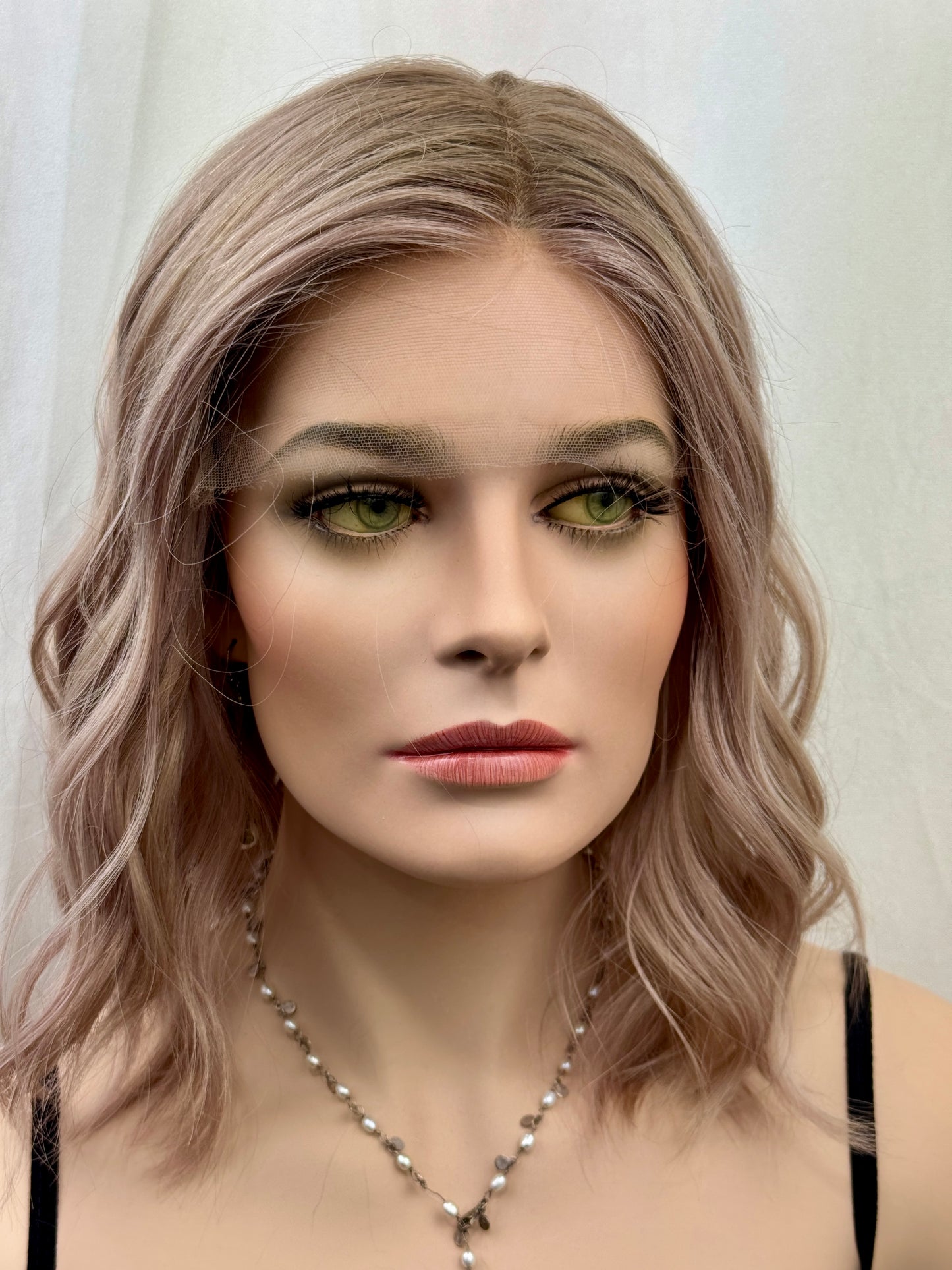 #496 Highest Quality Remy Human Hair French Drawn Silk Top with Lace Front Medical Cap, low Density Silk Top Lace Front Wig (M)15/16”