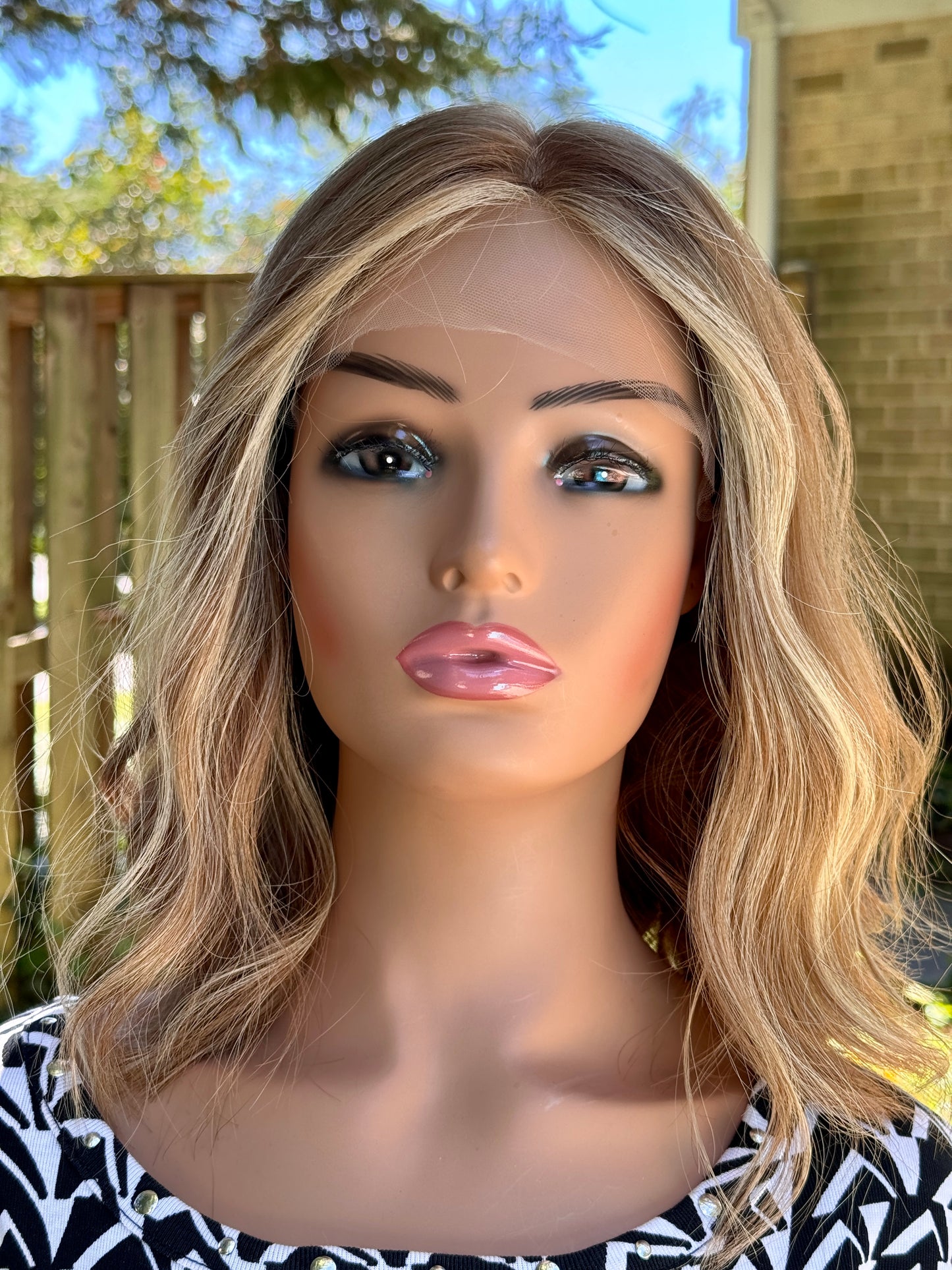 **FINAL SALE** #416 Highest Quality Remy Human Hair EXTRA LIGHT AND LOW DENSITY Medical Cap French drawn silk top with lace front (S) 16”