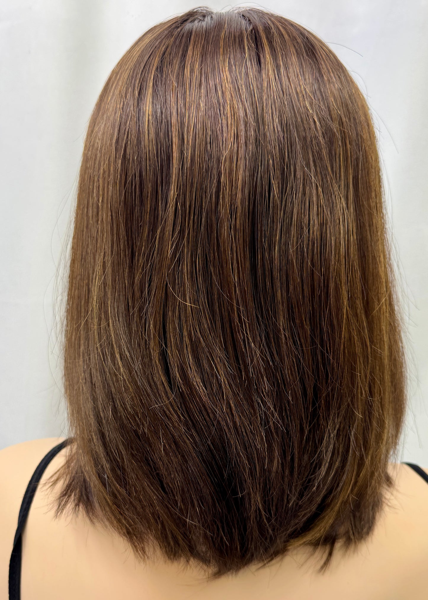 #442 **FINAL SALE**Highest Quality Remy Human Hair Medical Cap Silk Top Lace Front Wig with extra light density and very thin, light silk top with lace front(S) 15”
