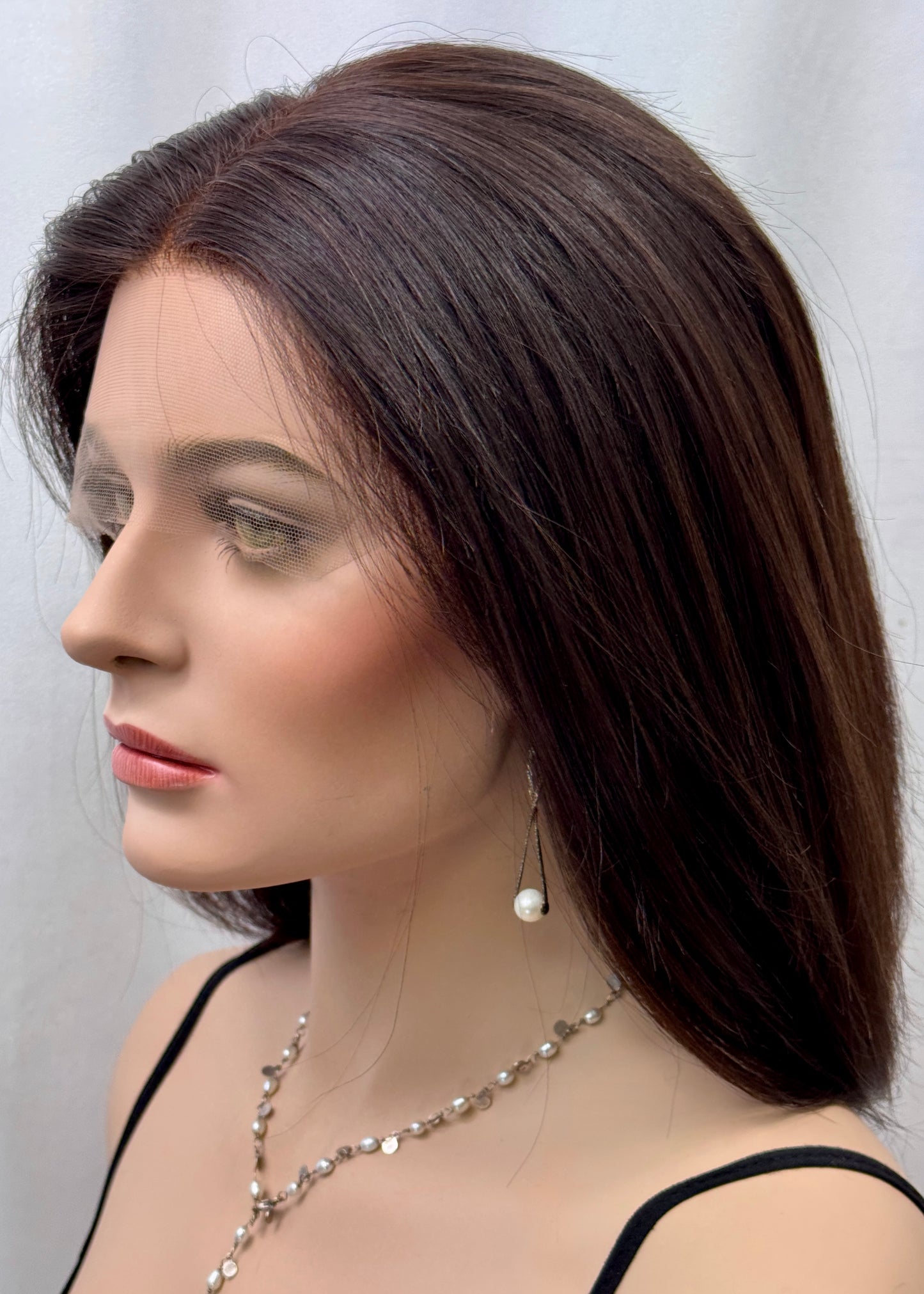 #444 **Final Sale** highest quality Remy human hair with European texture lace top wig (M) 15/16”