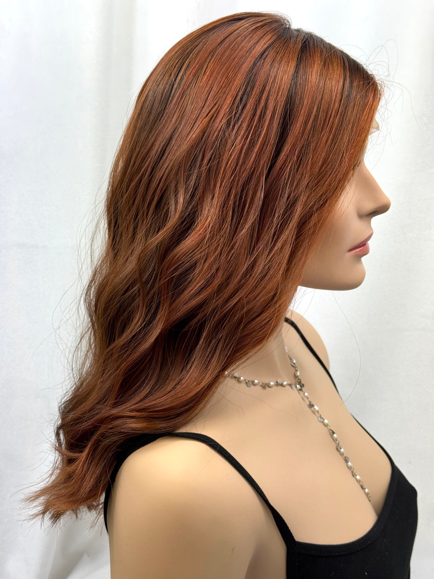 #450 highest quality Remy human hair medical cap Silk Top Lace Front Wig (M) 20/21”