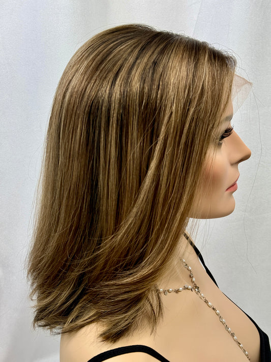 #434 Full Cranial Prosthesis Highest Quality Remy Human Hair Lace Top Wig (S/XS)16”