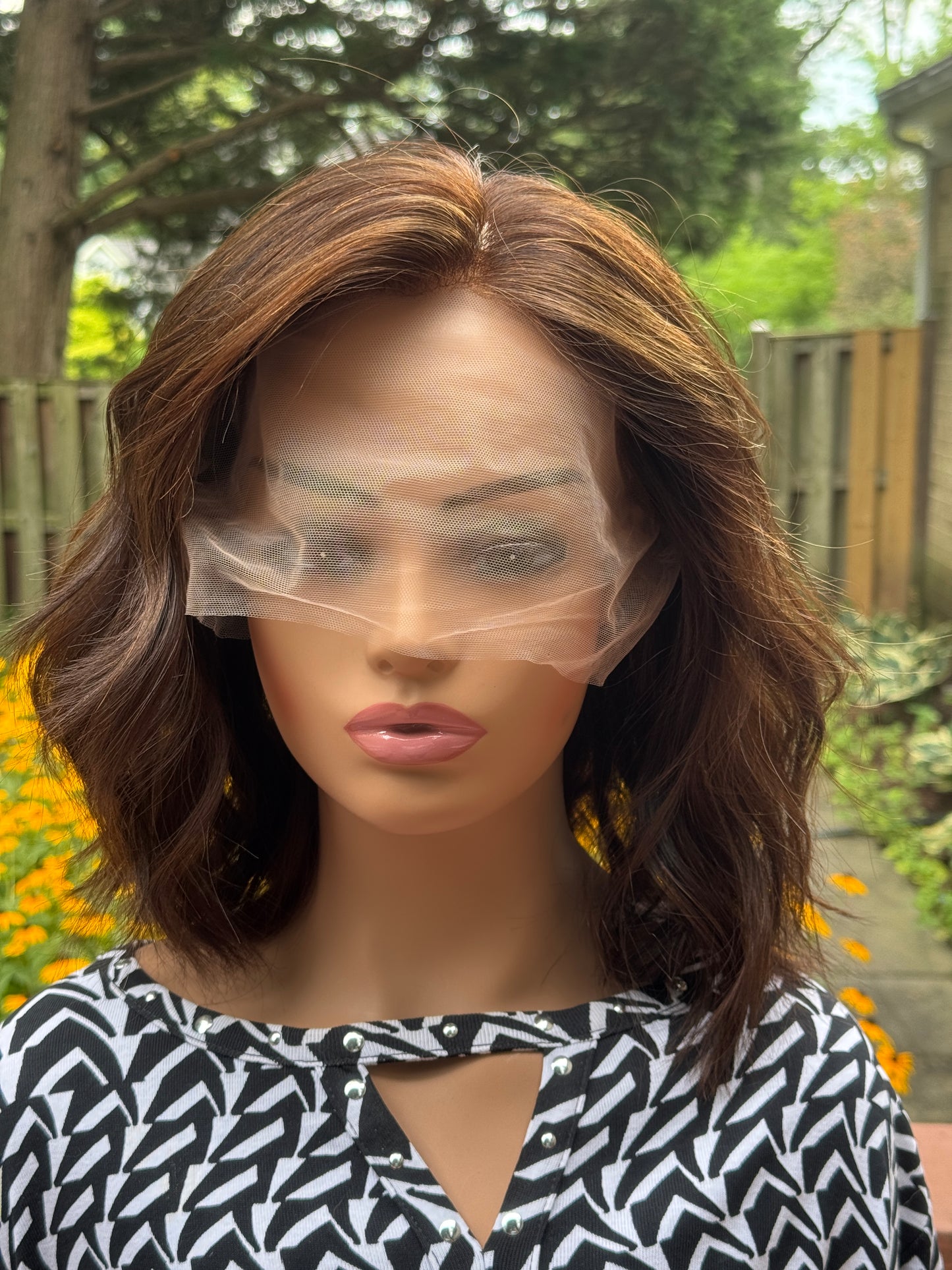 #482 **FINAL SALE ** Highest Quality Remy Human Hair French drawn silk top Medical Cap, mostly Hand Tied low Density Silk Top Lace Front Kosher Wig (M)14”