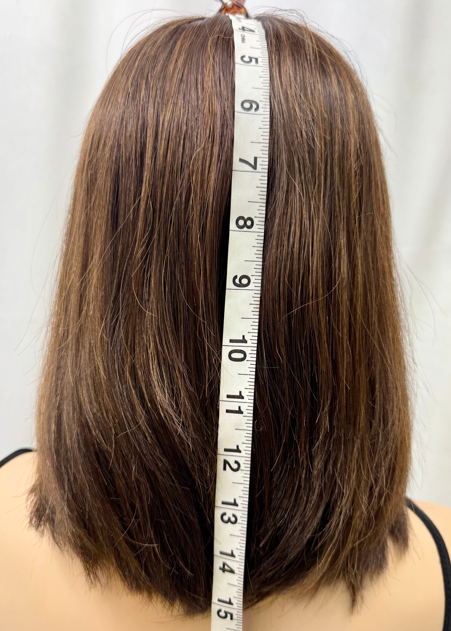 #442 **FINAL SALE**Highest Quality Remy Human Hair Medical Cap Silk Top Lace Front Wig with extra light density and very thin, light silk top with lace front(S) 15”