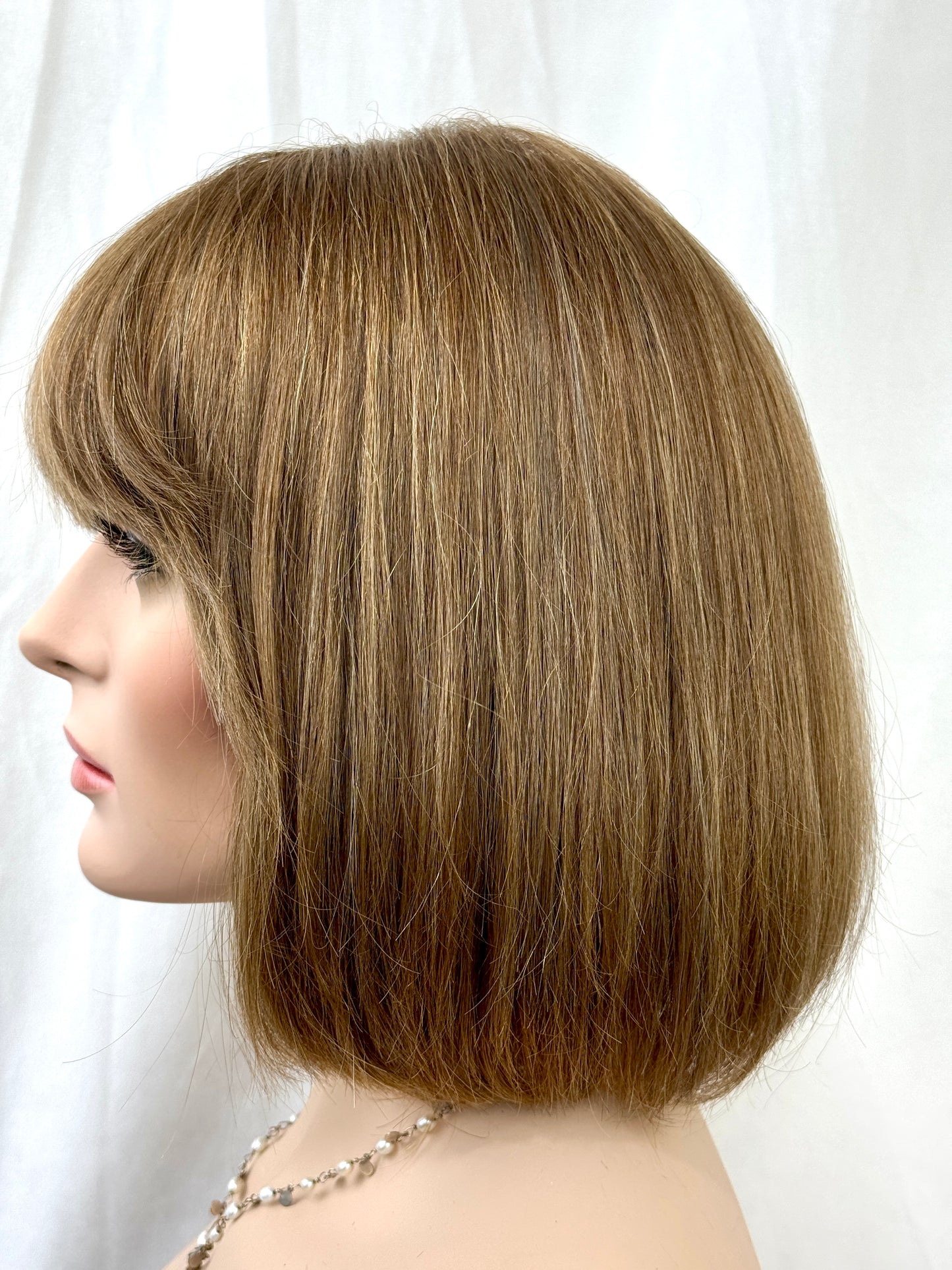 #454 **FINAL SALE**Highest Quality Remy Russian Human Hair Silk Top Kosher Wig (M) 12”