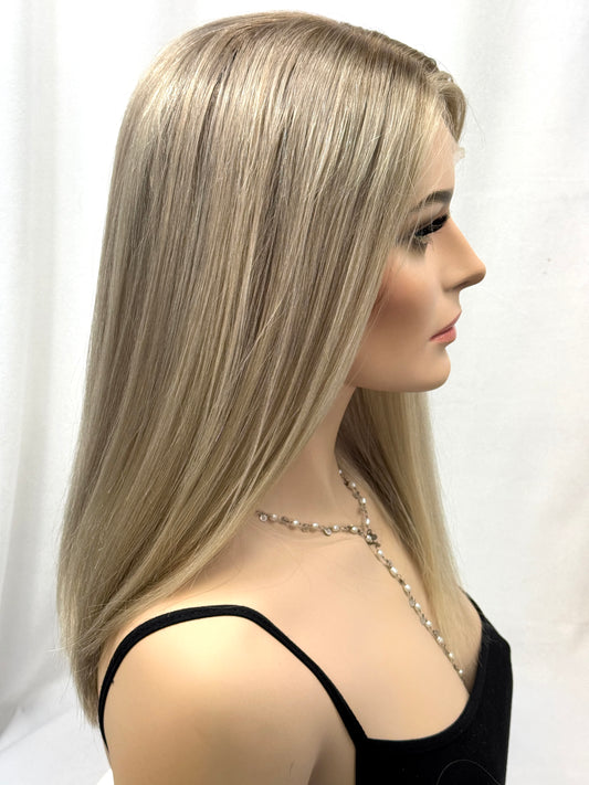 #447 Medical Cap Remy Human Hair Extra Thin French Drawn Silk Top and Low Density (XS/S)18”