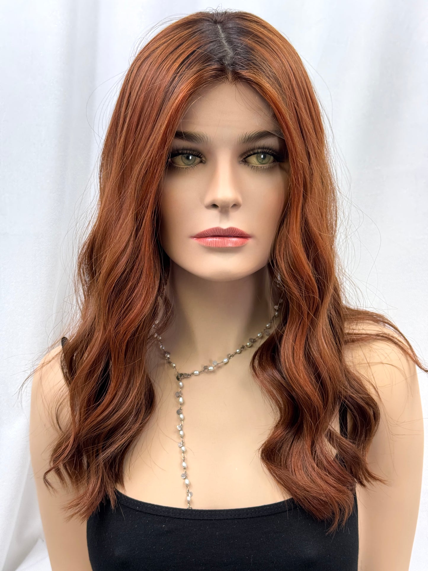 #450 highest quality Remy human hair medical cap Silk Top Lace Front Wig (M) 20/21”
