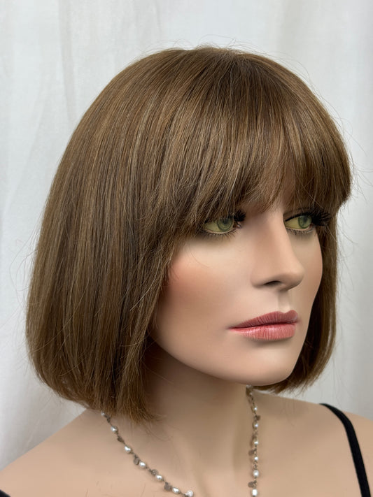 #454 **FINAL SALE**Highest Quality Remy Russian Human Hair Silk Top Kosher Wig (M) 12”