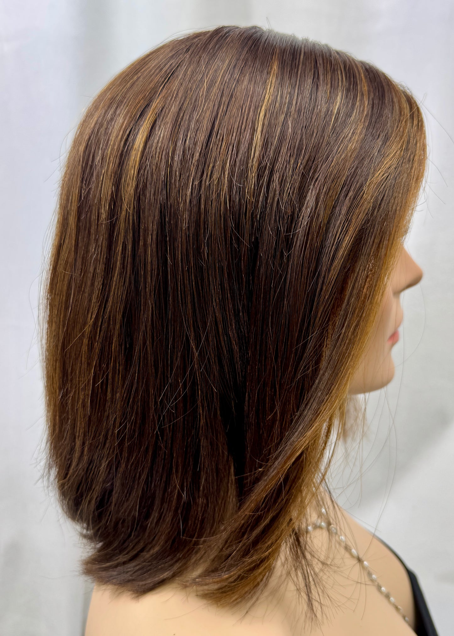 #442 **FINAL SALE**Highest Quality Remy Human Hair Medical Cap Silk Top Lace Front Wig with extra light density and very thin, light silk top with lace front(S) 15”