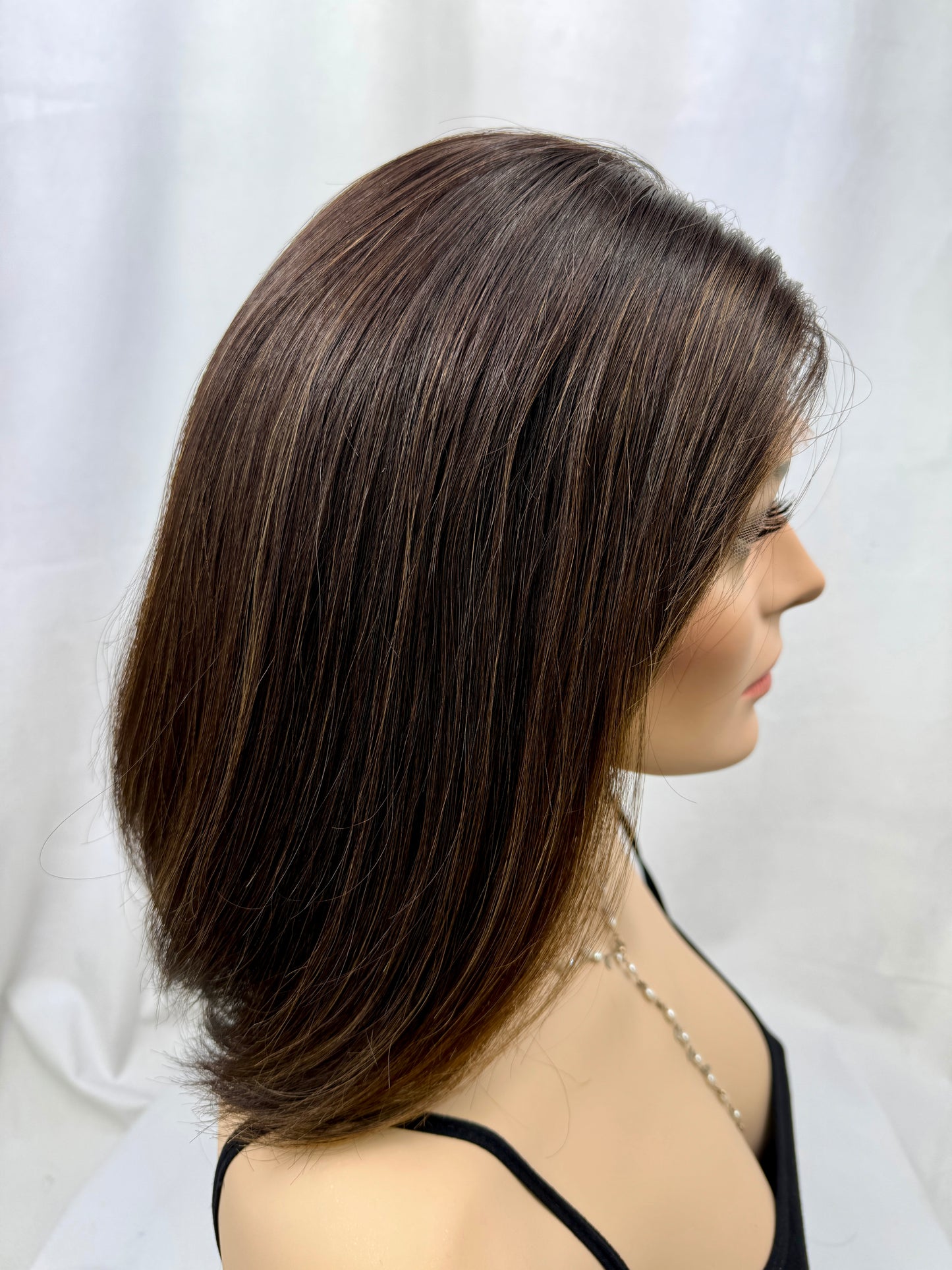 #435 **FINAL SALE** Highest Quality Euro Remy Human Hair Lace Top Kosher Wig (S)15” ( no layers)