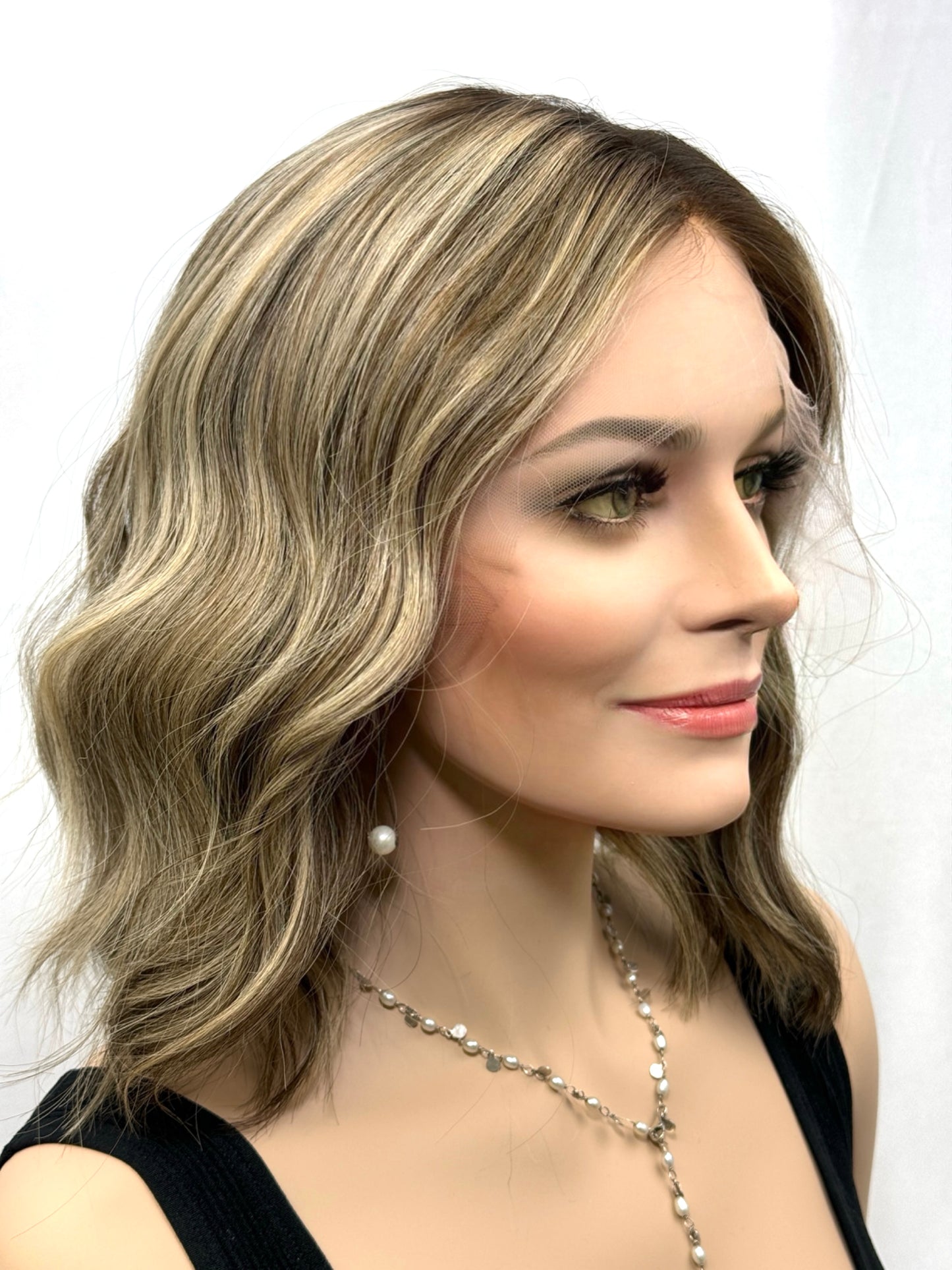 #330 Highest Quality Remy Human Hair Lace Top Kosher Wig (M) 16”