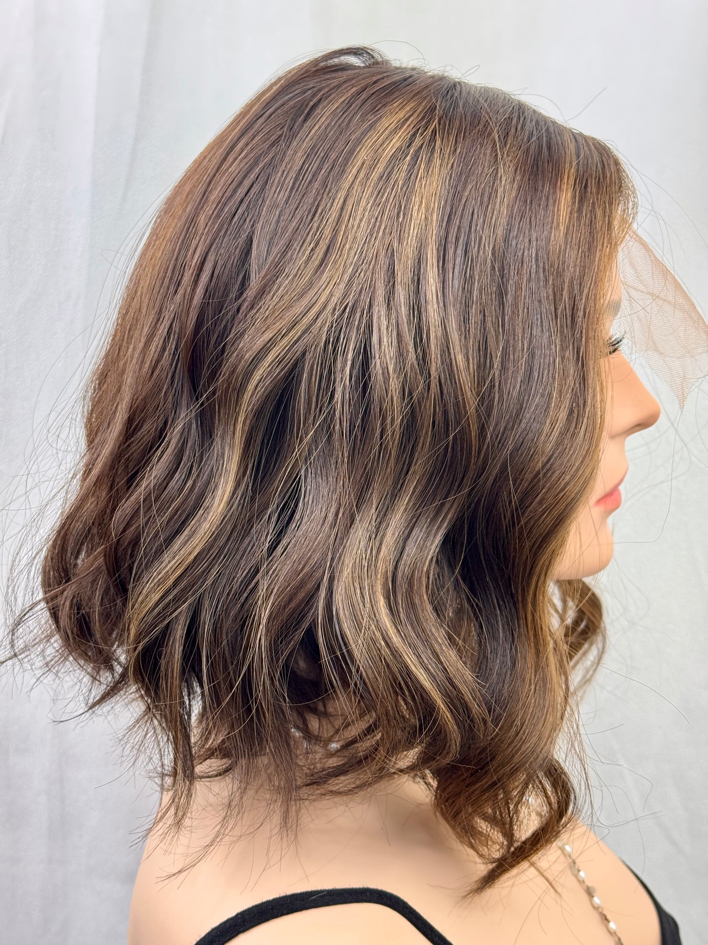 #527 Highest Quality Remy Human Hair Silk Top with lace front Kosher Wig with silk silicone liner (S)14“