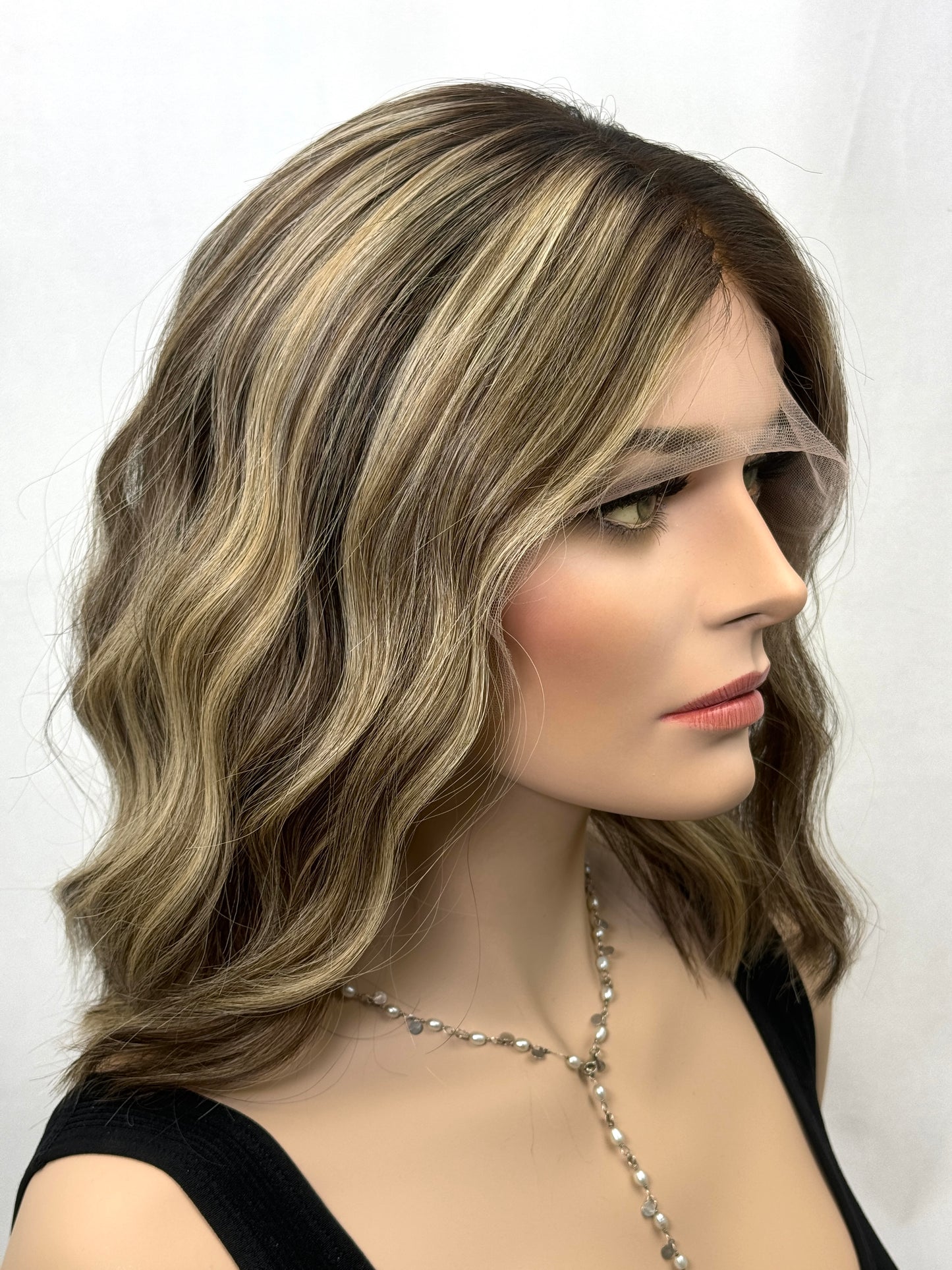 #330 Highest Quality Remy Human Hair Lace Top  Kosher Wig (M) 16”