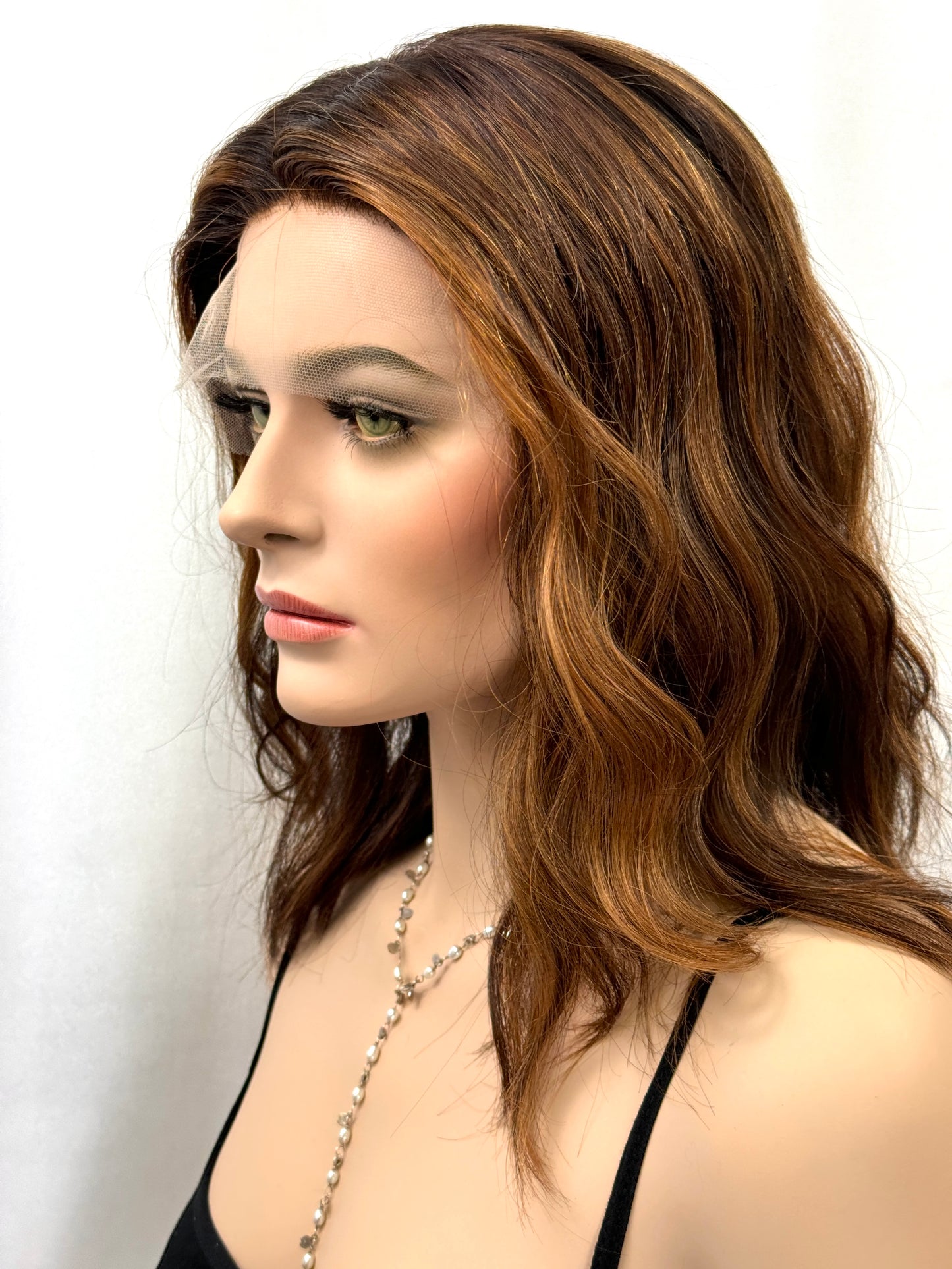 #425**New Extra Light Thin Medical Cap**Highest Quality Remy Human Hair Silk top Lace Front Wig (M)17”