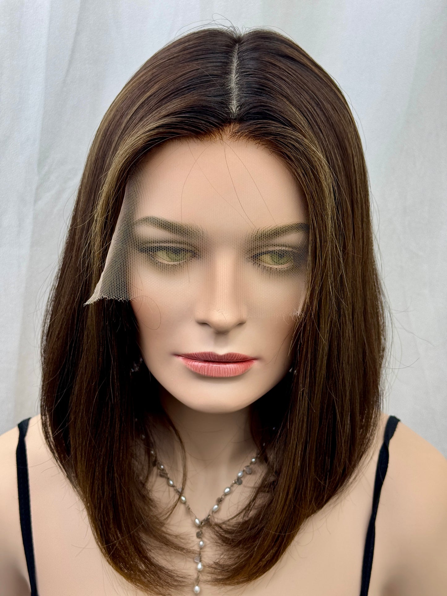 #480 Highest Quality Remy Human Hair Silk Top with Lace Front kosher Wig (S) 14”