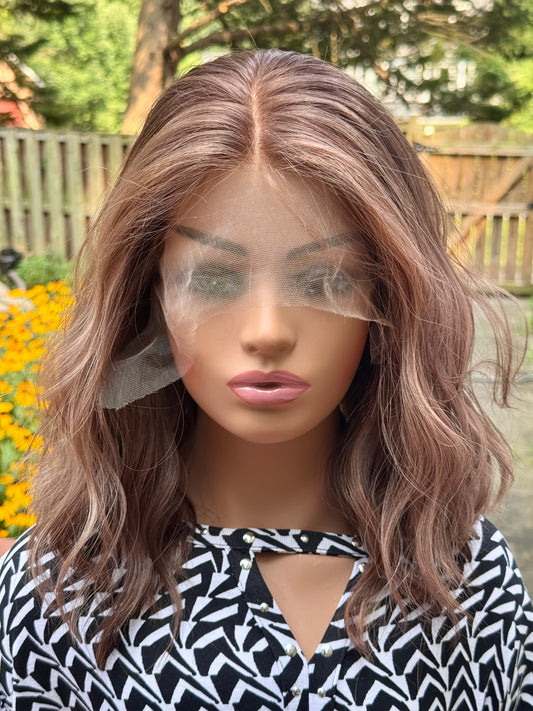#489 Highest Quality Remy Human Hair Lace Top Wig (S)16”