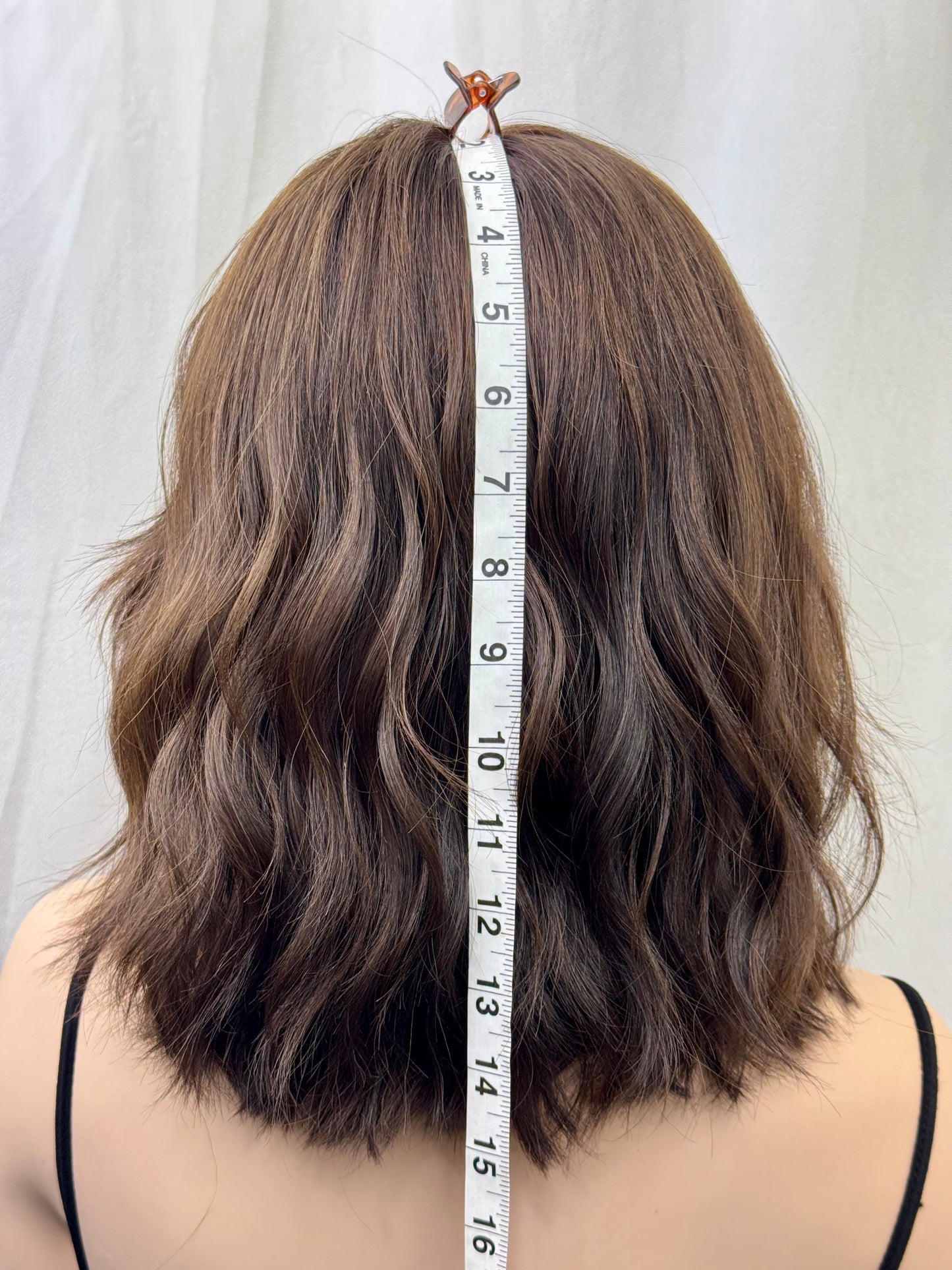 #482 Highest Quality Remy Human Hair French drawn silk top Medical Cap, mostly Hand Tied low Density Silk Top Lace Front Kosher Wig (M)14”