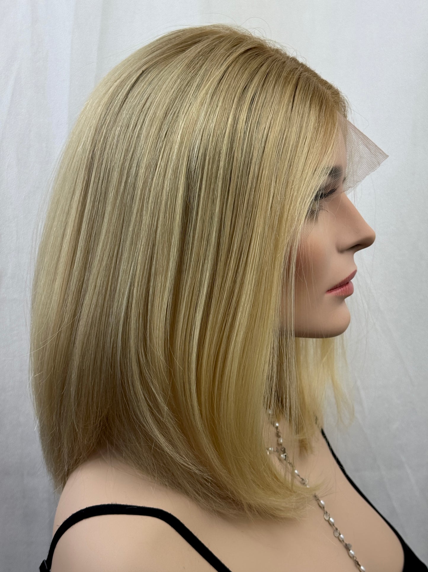 #526 highest quality Remy human hair lace top wig with silk/silicone liner (S)16“