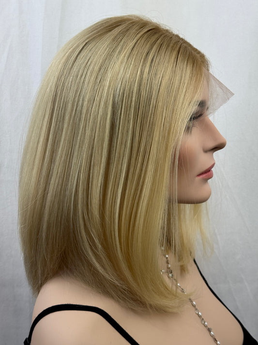 #526 highest quality Remy human hair lace top wig with silk/silicone liner (S)16“