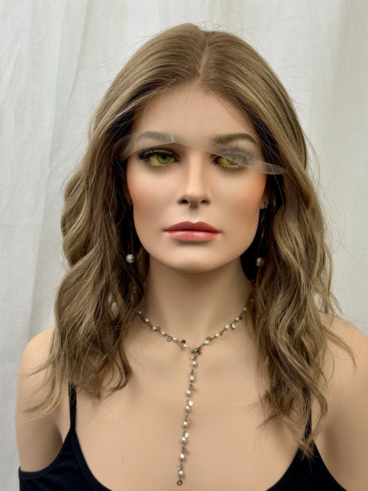 #510 Highest quality Remy Human Hair Lace Top Wig ( with Medical cap features) (M) 18“