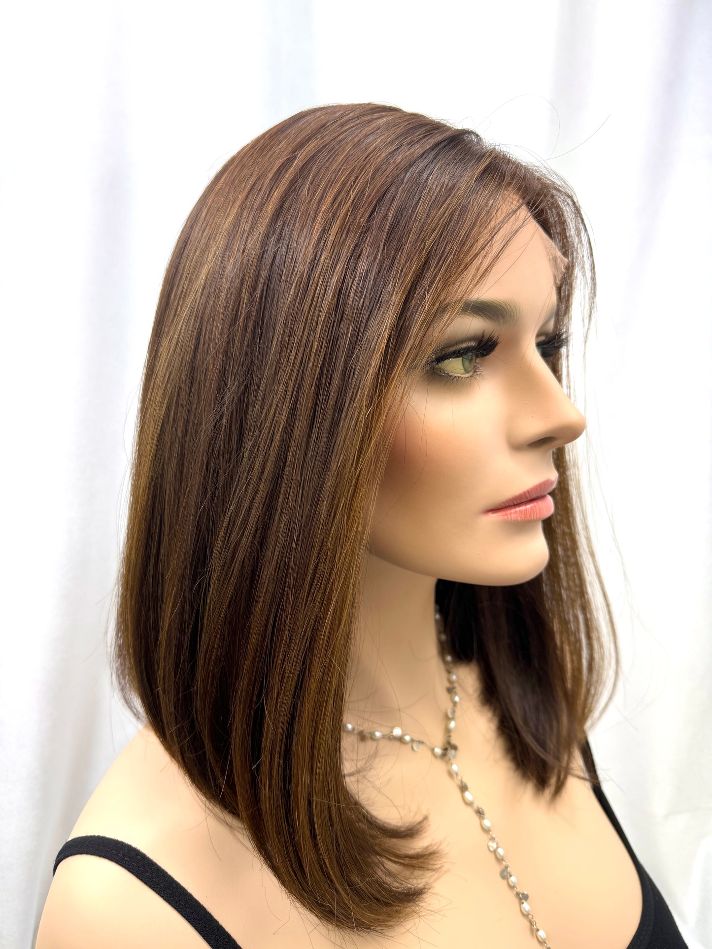 #433 Highest Quality Remy Human Hair Lace Top Kosher Wig (M) 16”